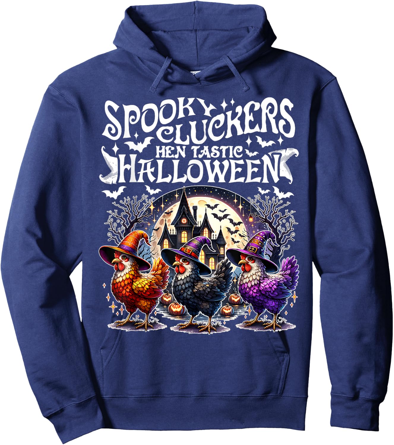 Spooky Cluckers Hen-tastic Halloween Chicken Costume Funny Hoodie - Hoodie | Navy