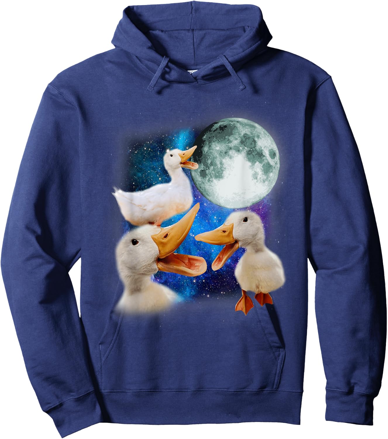 3 Ducks Howl At Moon Funny Weird Cursed Pekin Duck Lover Hoodie - Hoodie | Navy
