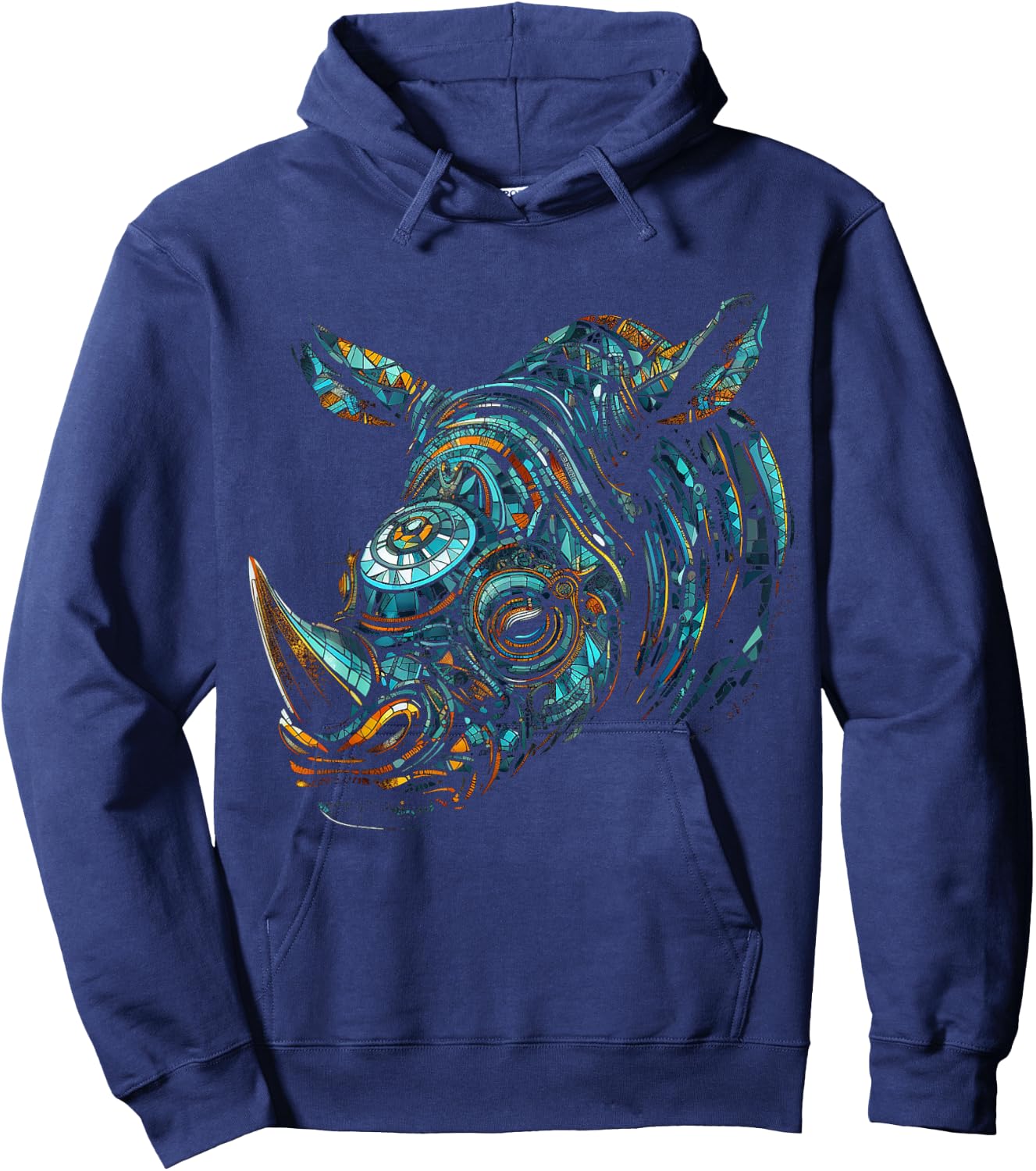 Rhino Zoo - Animal Art Mandala Rhino Hoodie - Hoodie | Navy