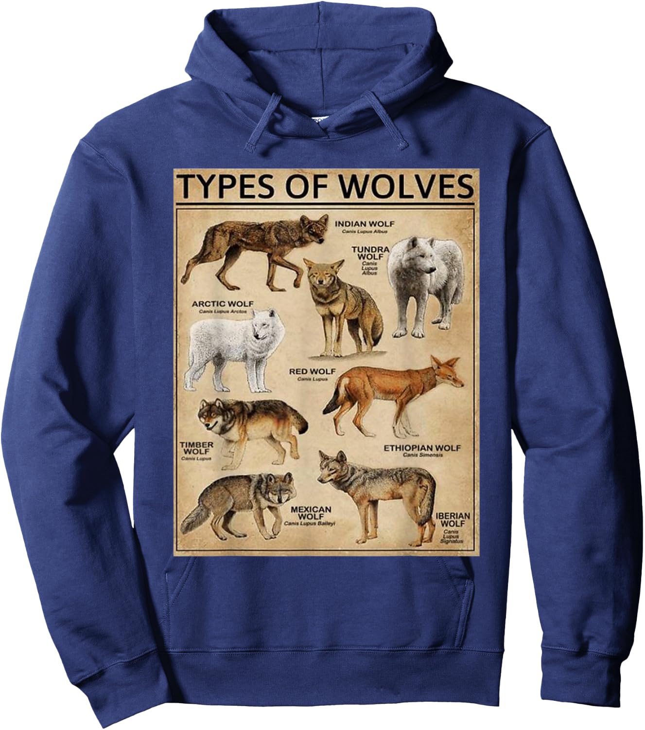 Wolf Types Animal Wolves of the World Educational Collection Hoodie - Hoodie | Navy