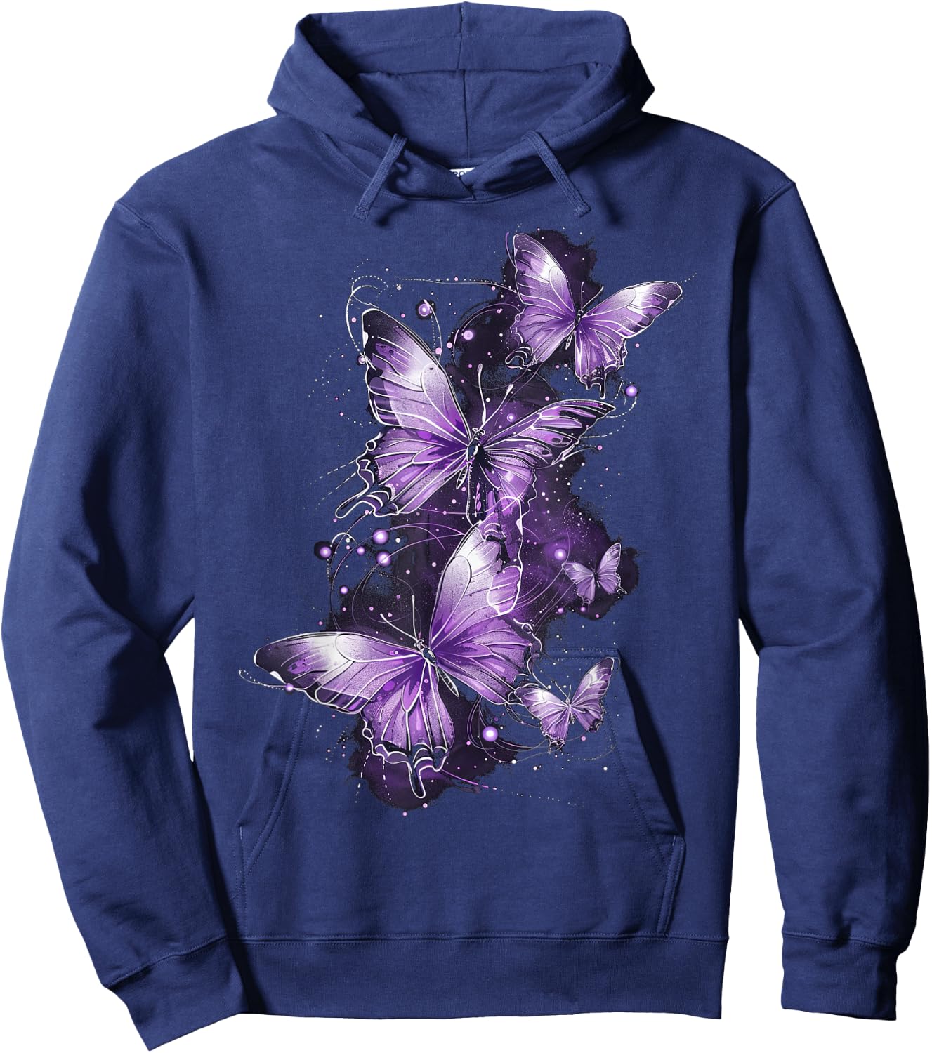 Butterfly Aesthetic Pink and Lila Butterflies Nature Hoodie - Hoodie | Navy