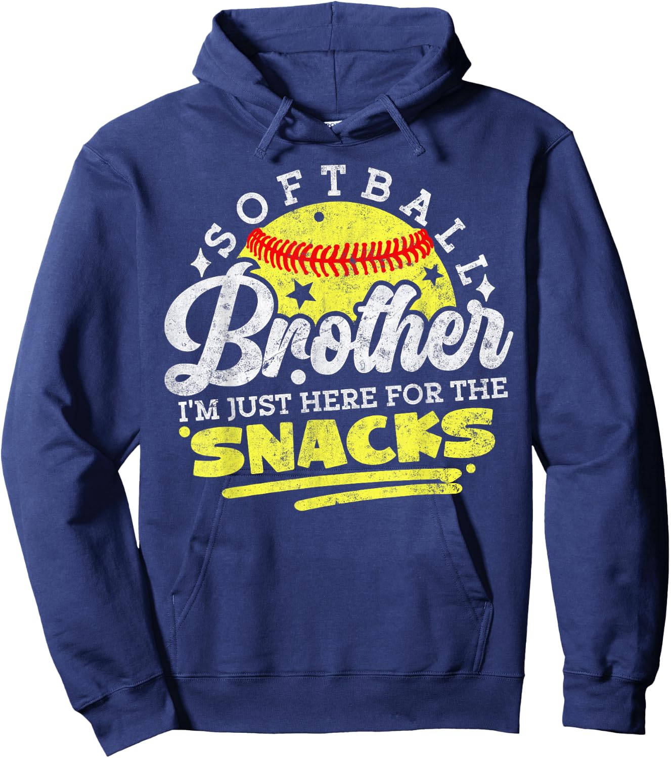 Softball Brother I'm Just Here for The Snacks Funny Retro Hoodie - Hoodie | Navy