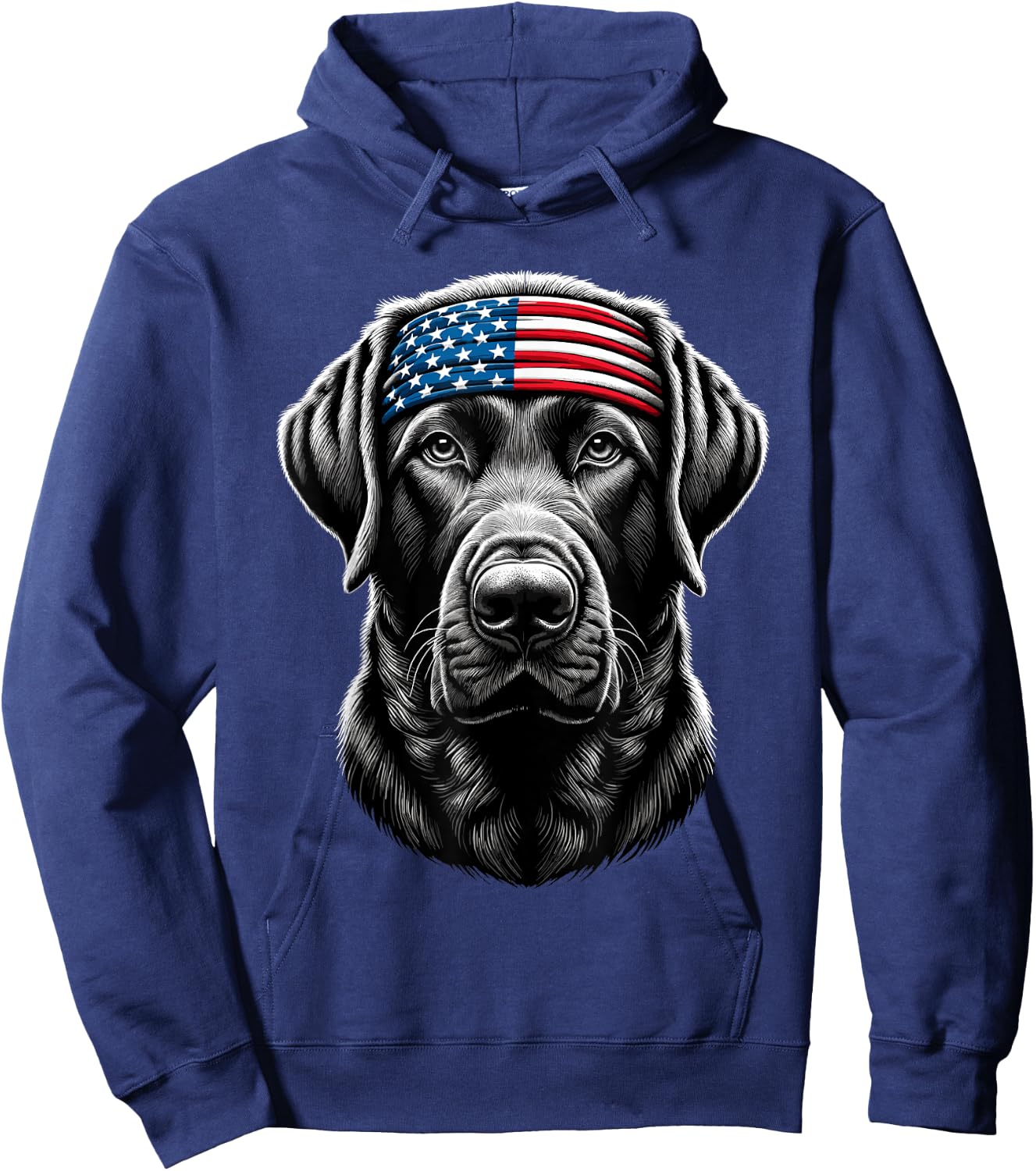 Black Labrador Patriotic Lab 4th Of July USA American Flag Men Hoodie - Hoodie | Navy