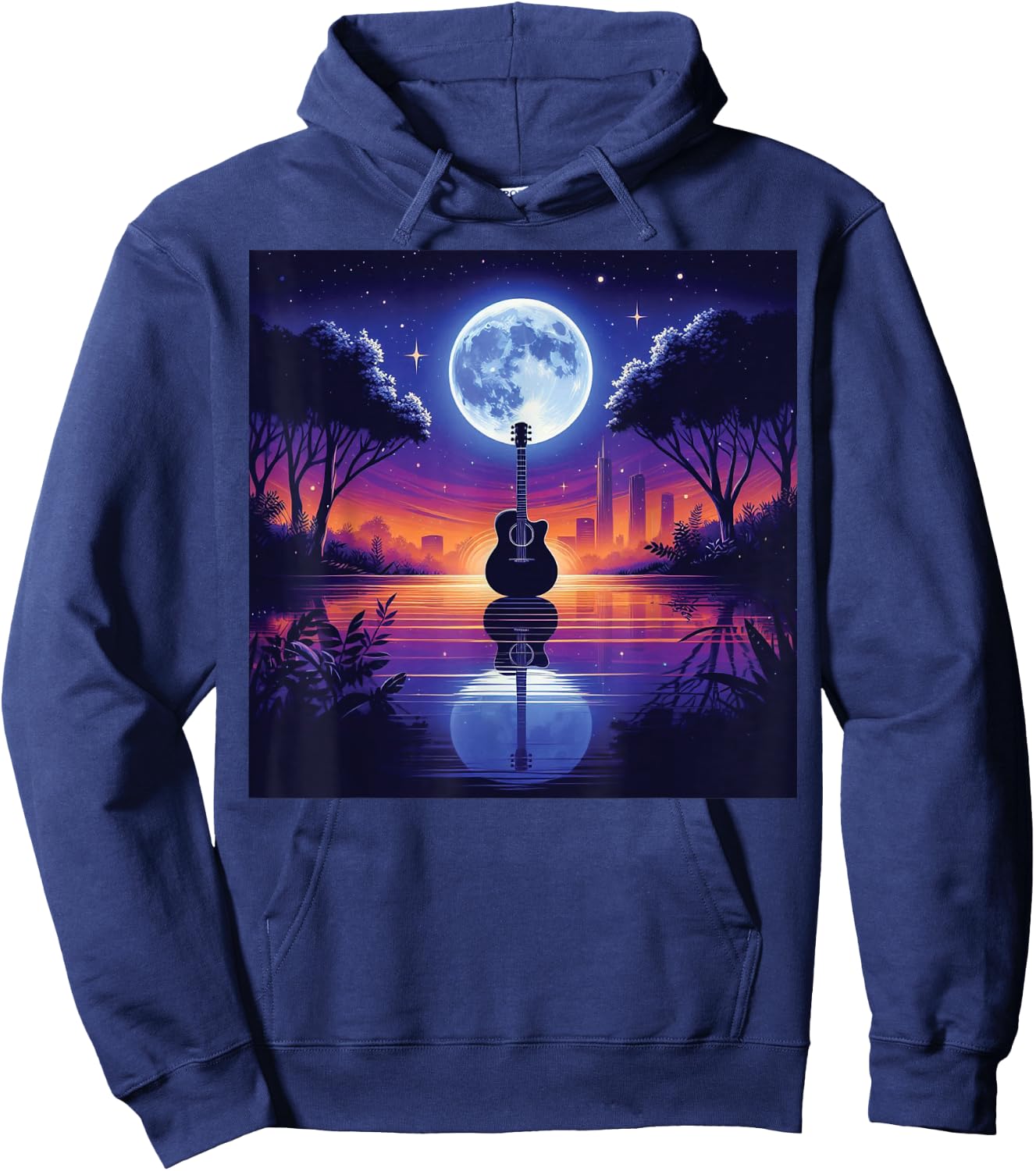 Guitar Lake Shadow Love Guitar Musician Hoodie - Hoodie | Navy