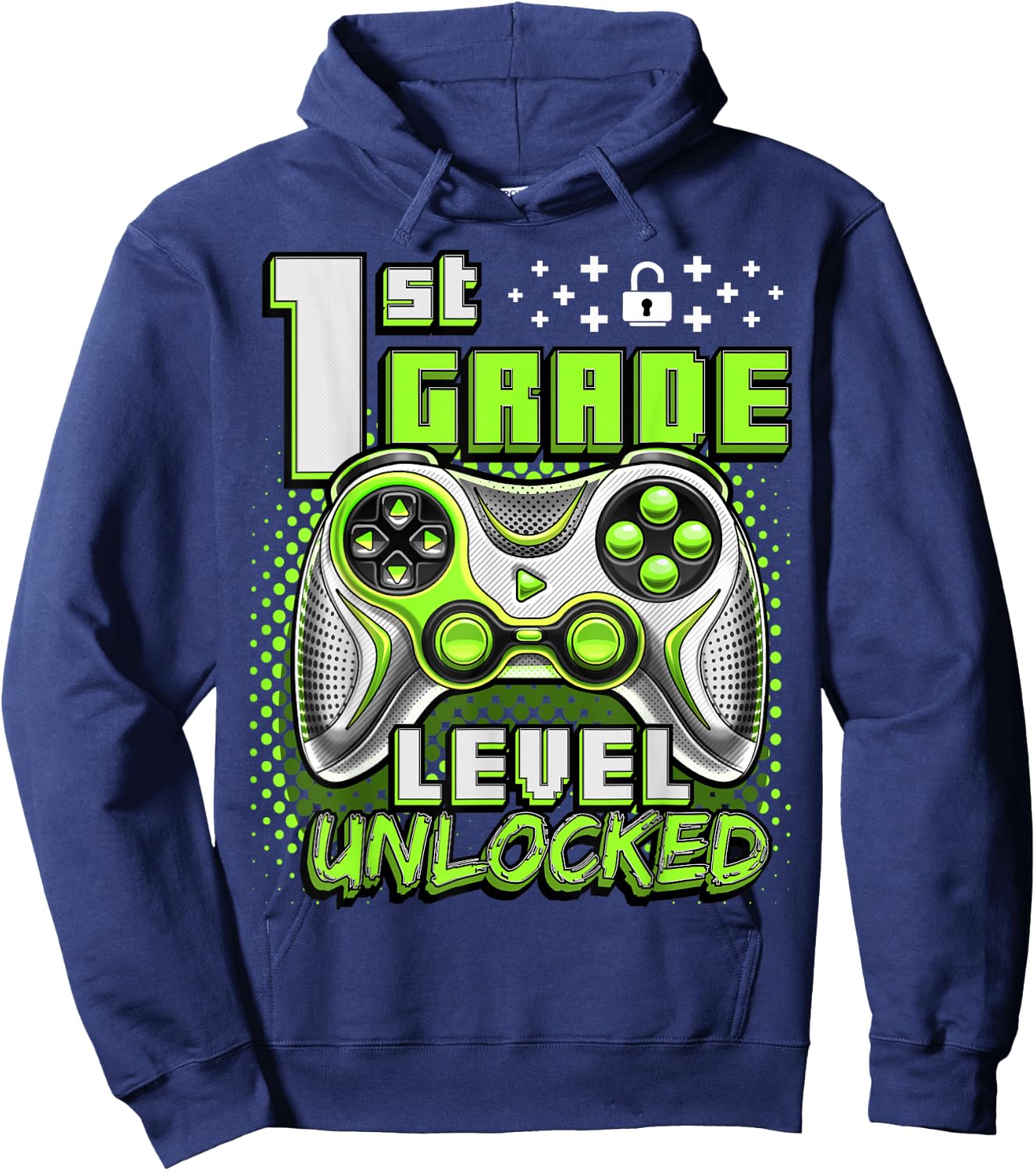 Back to School 1st Grade Boys Gamer First Day School Level Hoodie - Hoodie | Navy