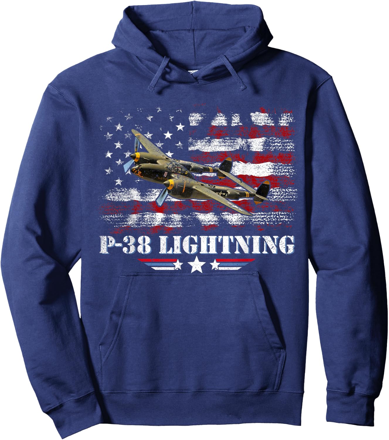 P-38 Lightning P38 WW2 Aircraft Fighter Jet Pilot Veteran Hoodie - Hoodie | Navy