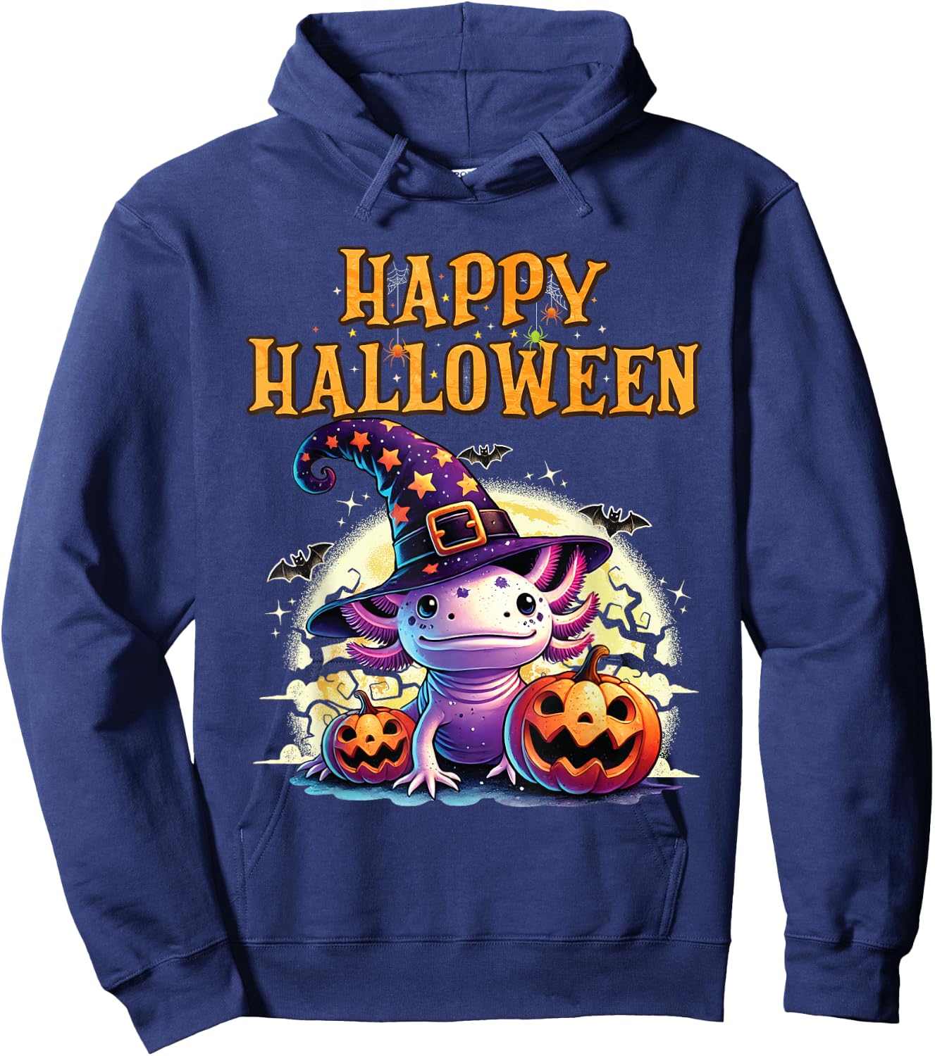 Sea Animal lovers Axolotl Witch Hat celebrating Halloween Hoodie - Hoodie | Navy