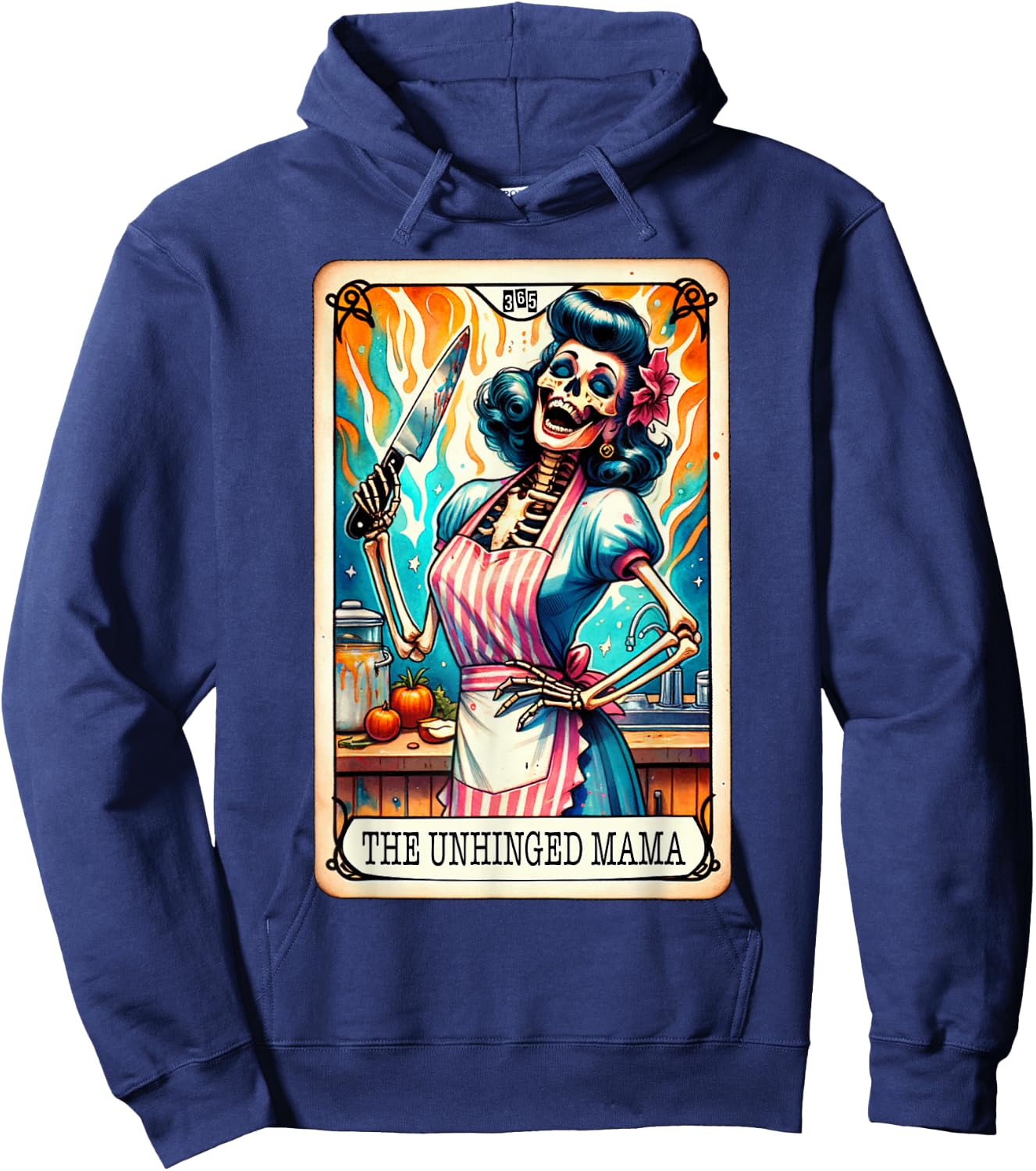 The Unhinged Mama Tarot Card Tired Mom Knife Kitchen Women Hoodie - Hoodie | Navy