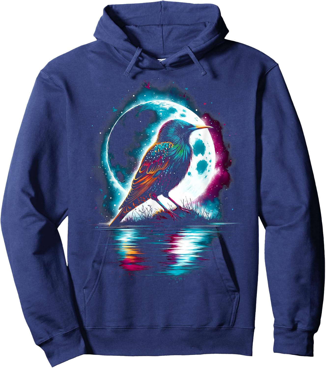 Colorful Starling Bird Spirit Animal Cool Illustration Hoodie - Hoodie | Navy