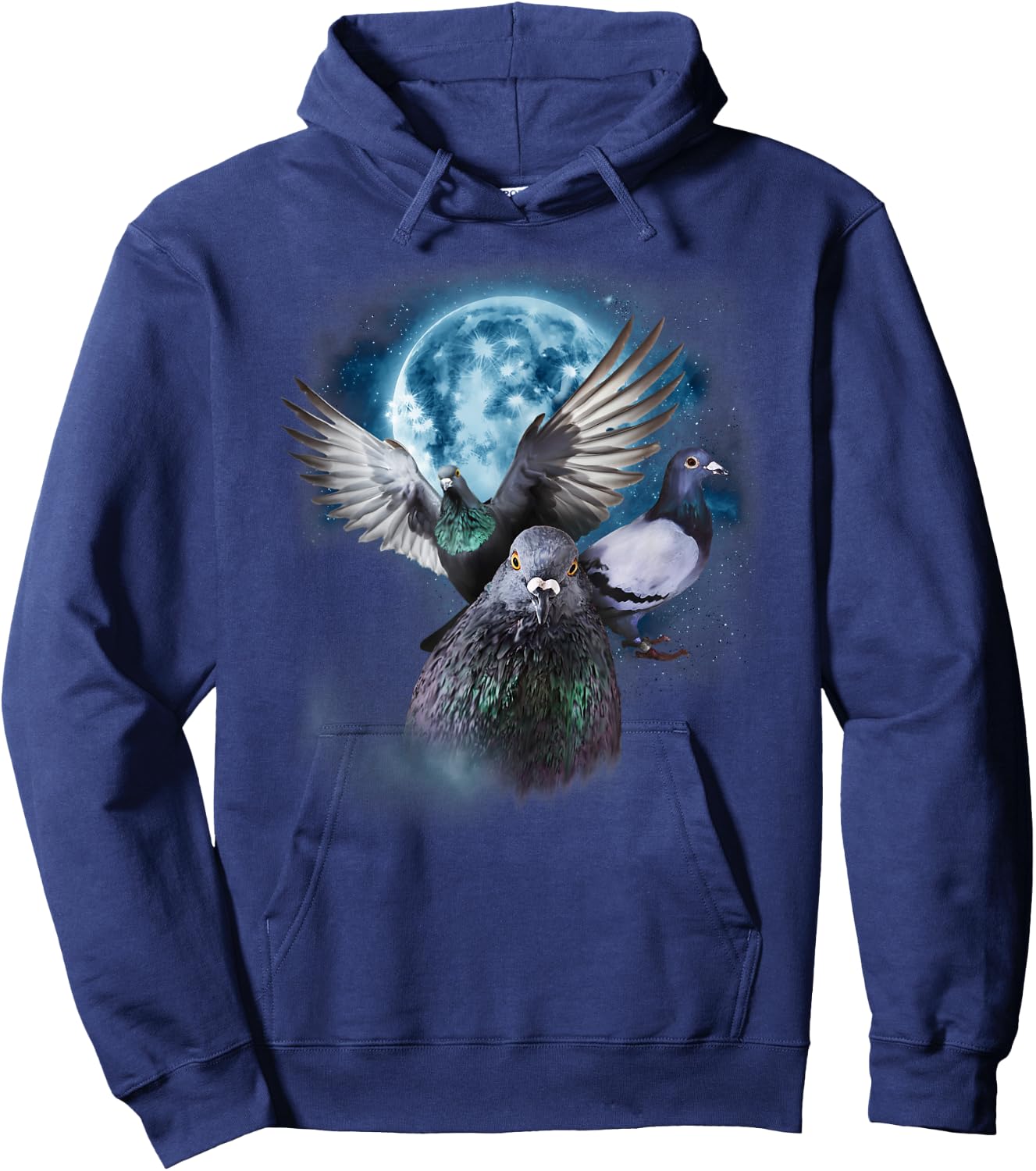 Funny Pigeon Shirt - Funny Pigeons Howling at the Moon Hoodie - Hoodie | Navy