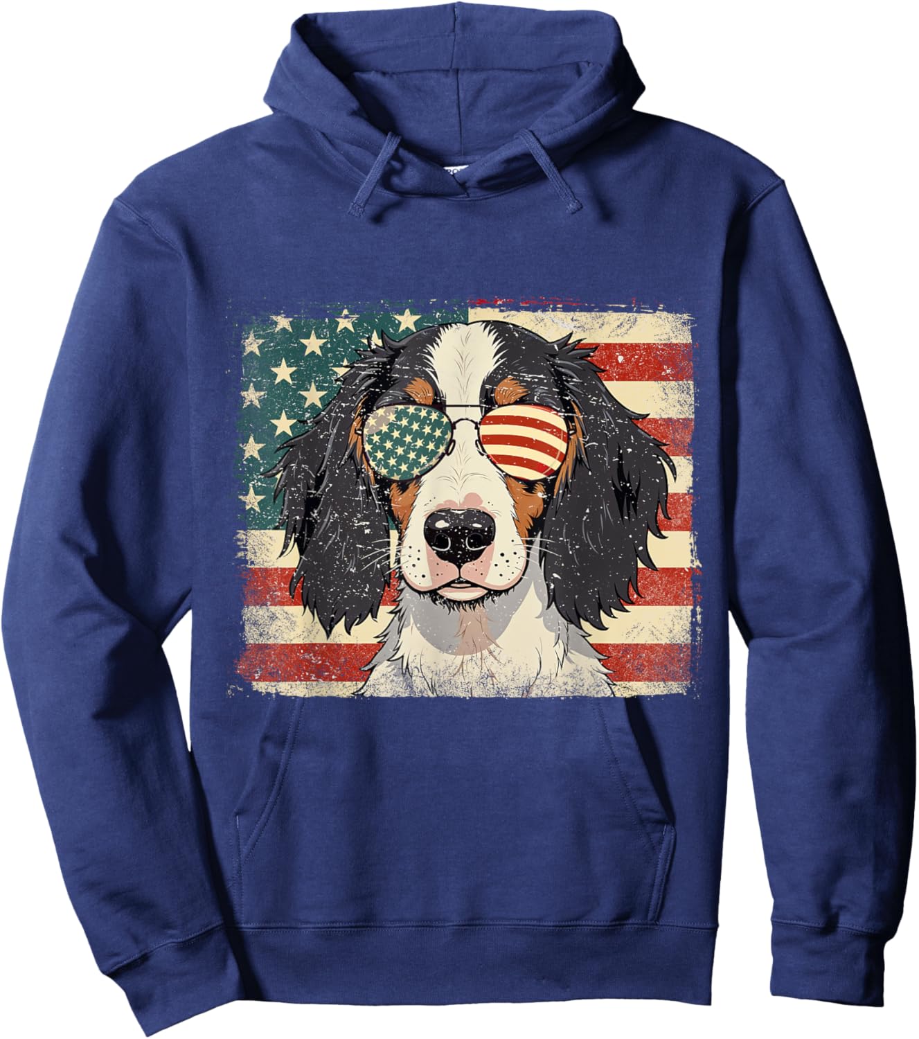 Patriotic English Setter Dog Lover USA Flag 4th Of July Men Women Kids Hoodie - Hoodie | Navy