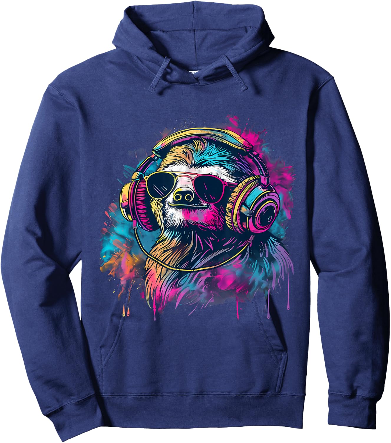 Sloth Music DJ Music Headphones Beatmaker House Music EDM Hoodie - Hoodie | Navy