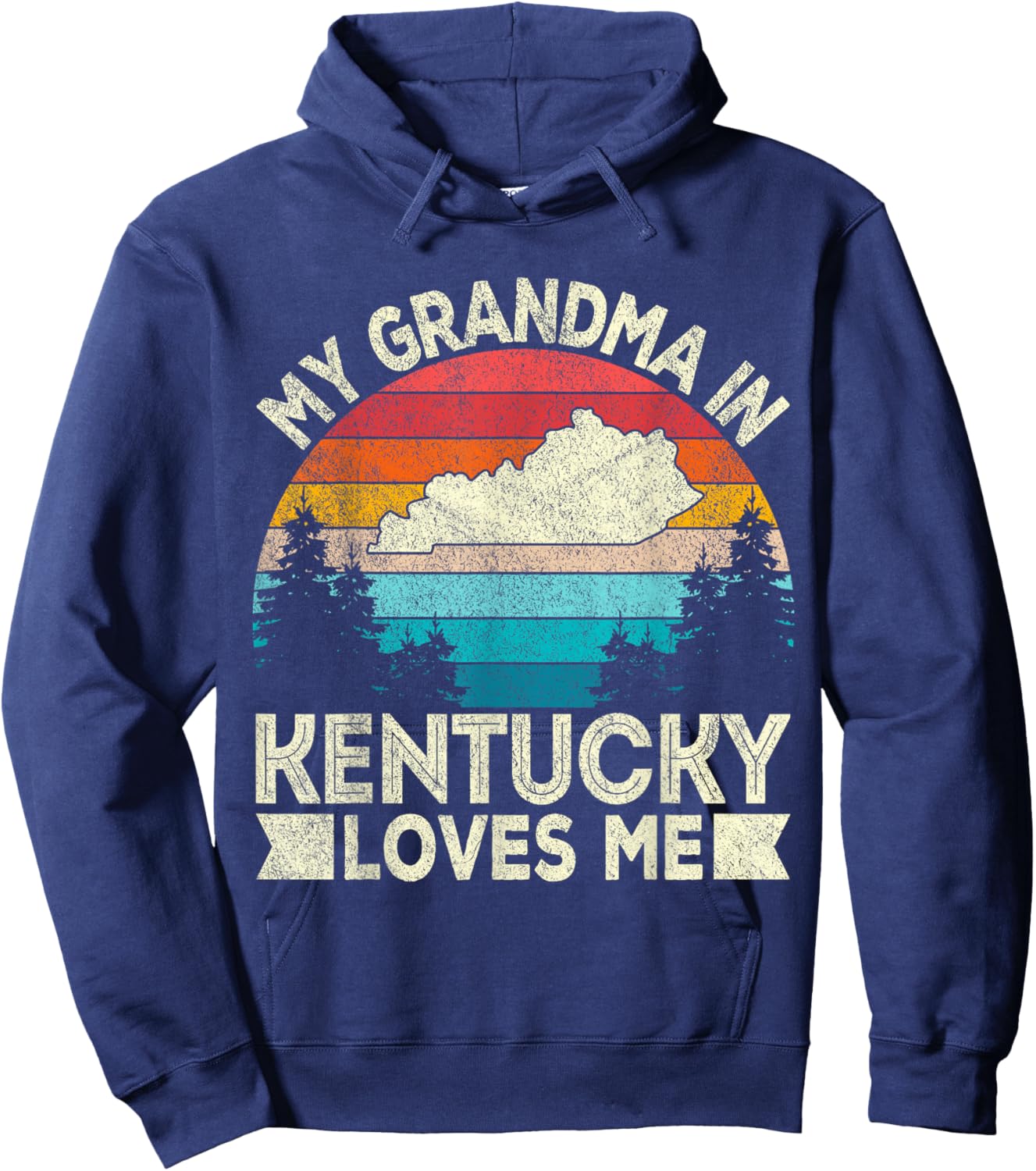 My Grandma In Kentucky Loves Me Retro Kentucky Grandma Hoodie - Hoodie | Navy