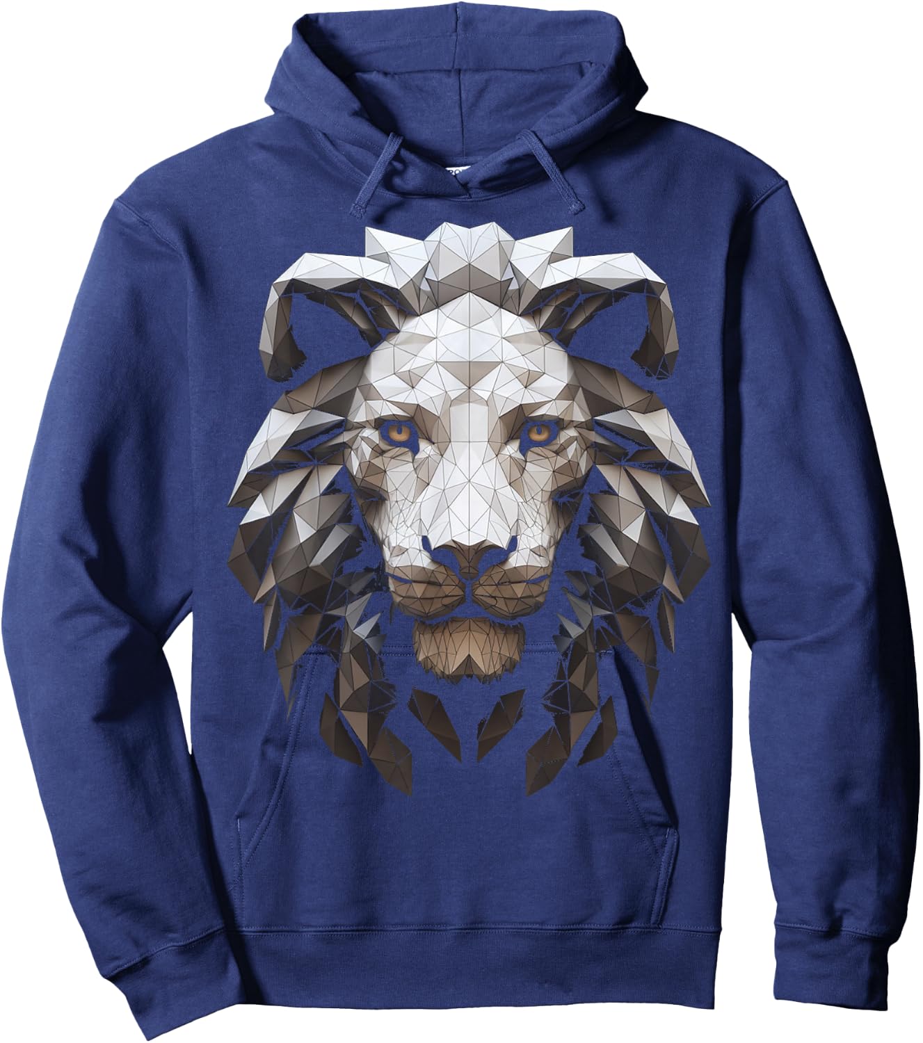 White Lion Polygon - Animal Art Lion Hoodie - Hoodie | Navy