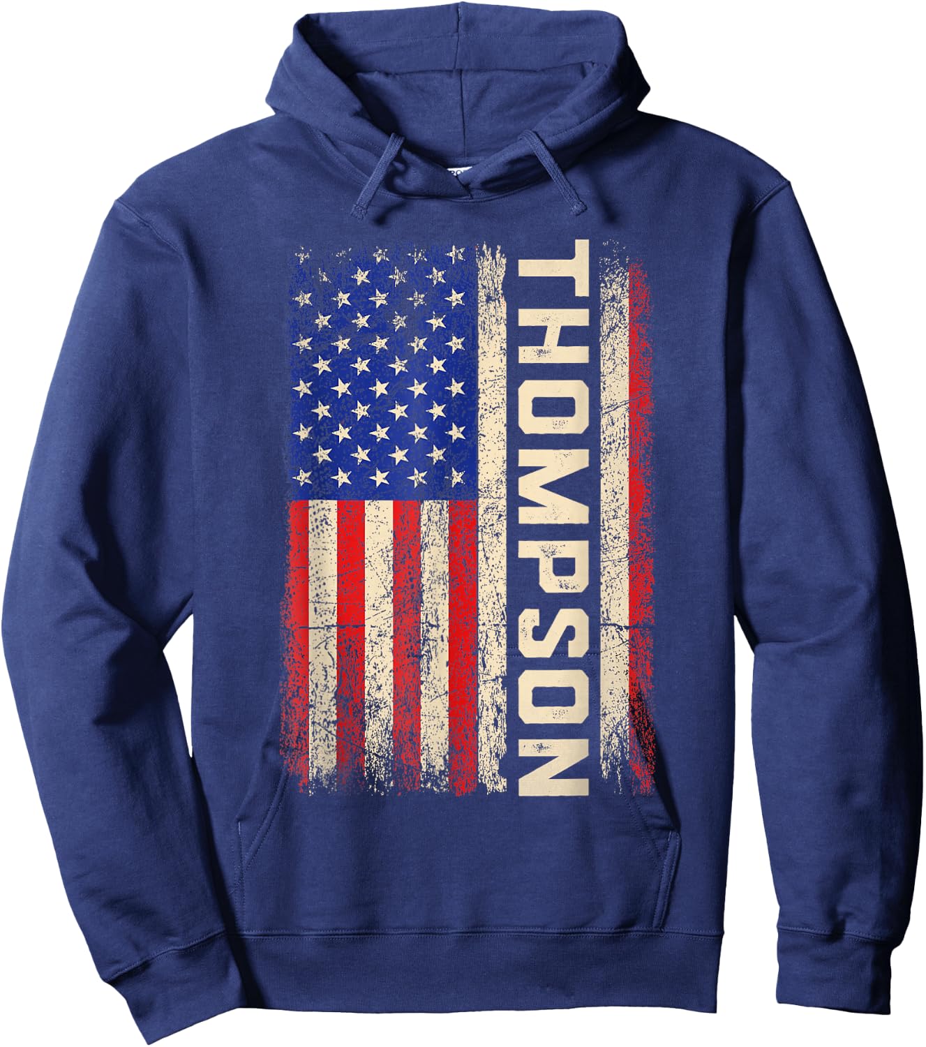 Thompson Last Name Shirt Thompson Name American Flag Hoodie - Hoodie | Navy