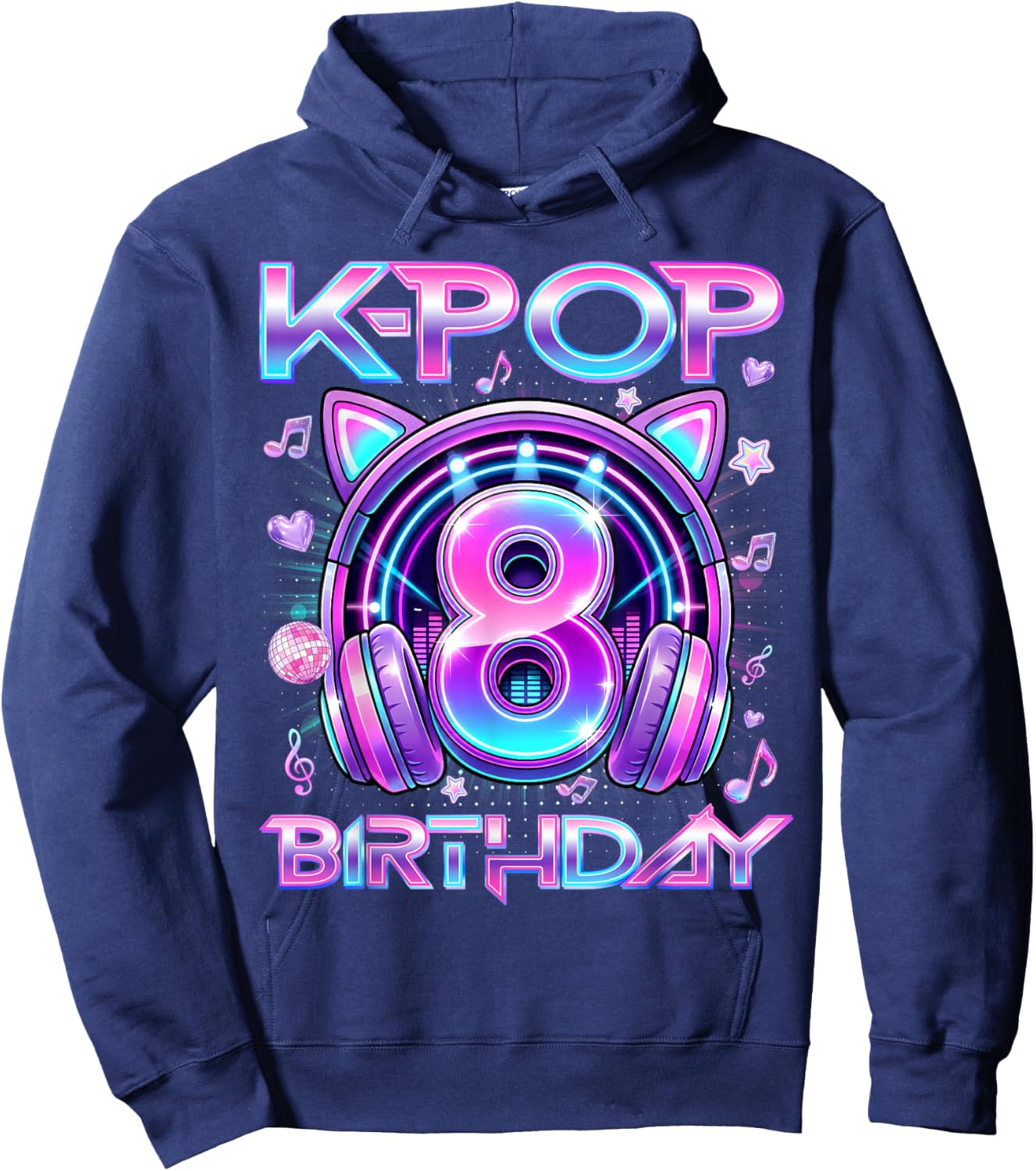 K-Pop 8th Birthday K Pop Girl 8 Year Old Fan Korean Music Hoodie - Hoodie | Navy
