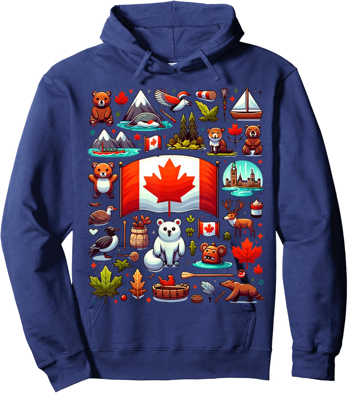Vintage Historical Canada Symbols Maple Leaf For Canadian Hoodie - Hoodie | Navy