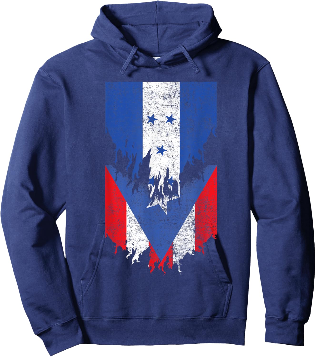 Honduran Puerto Rican Flags Ripped Torn Honduras Puerto Rico Hoodie - Hoodie | Navy