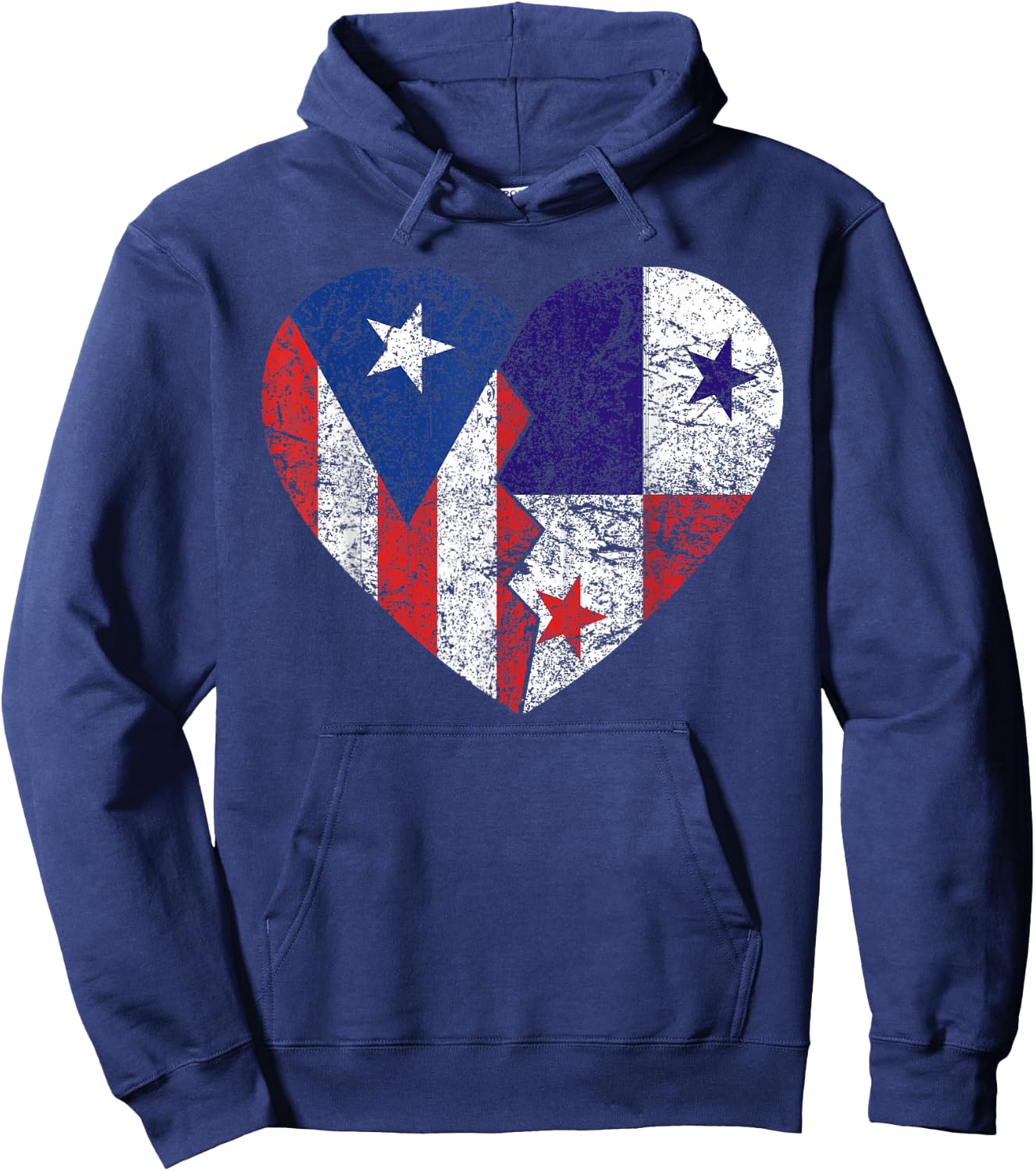 Panamanian Puerto Rican Flags Heart | Puerto Rico Panama Hoodie - Hoodie | Navy