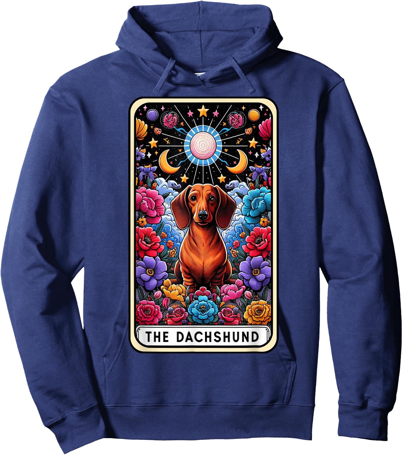 Dachshund Dog Tarot Card Floral Mom Dachshund Dad Weiner Dog Hoodie - Hoodie | Navy