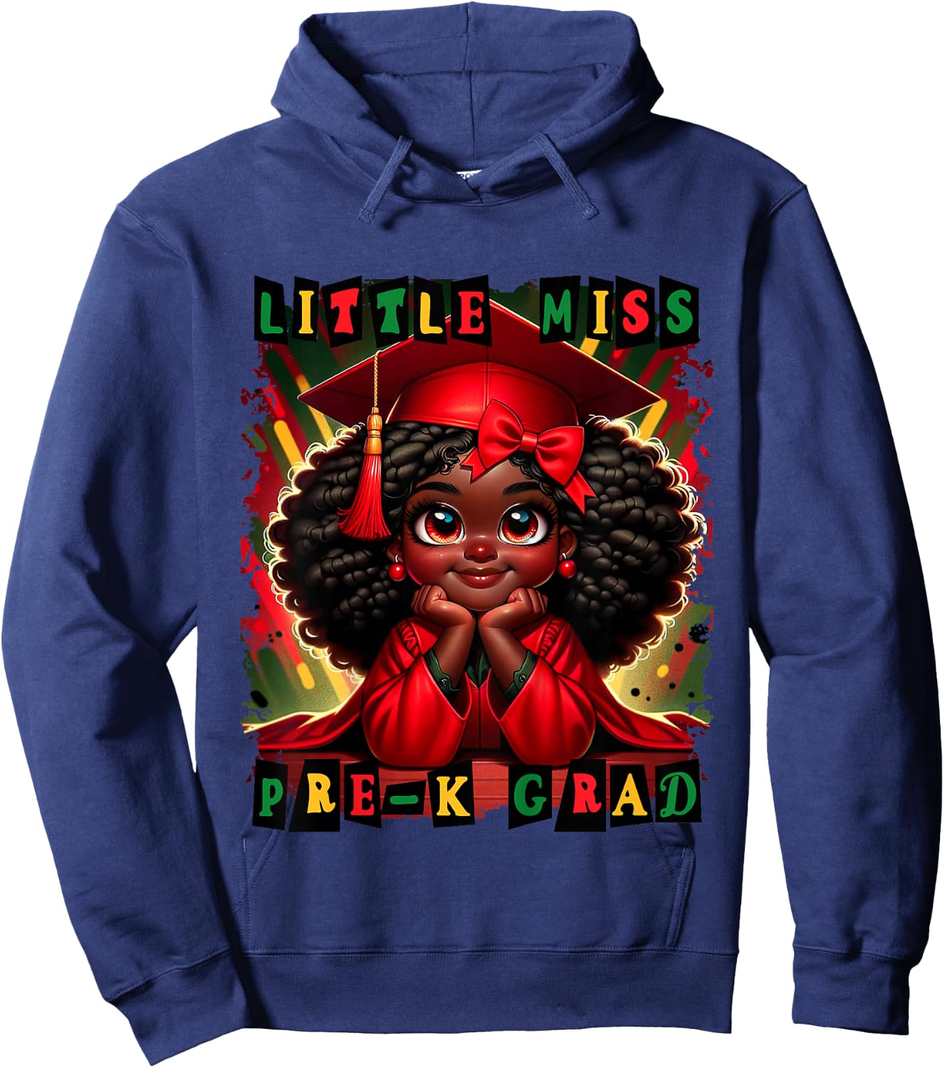 Little Miss Pre-K Grad 2026 Black Girl Preschool Graduation Hoodie - Hoodie | Navy