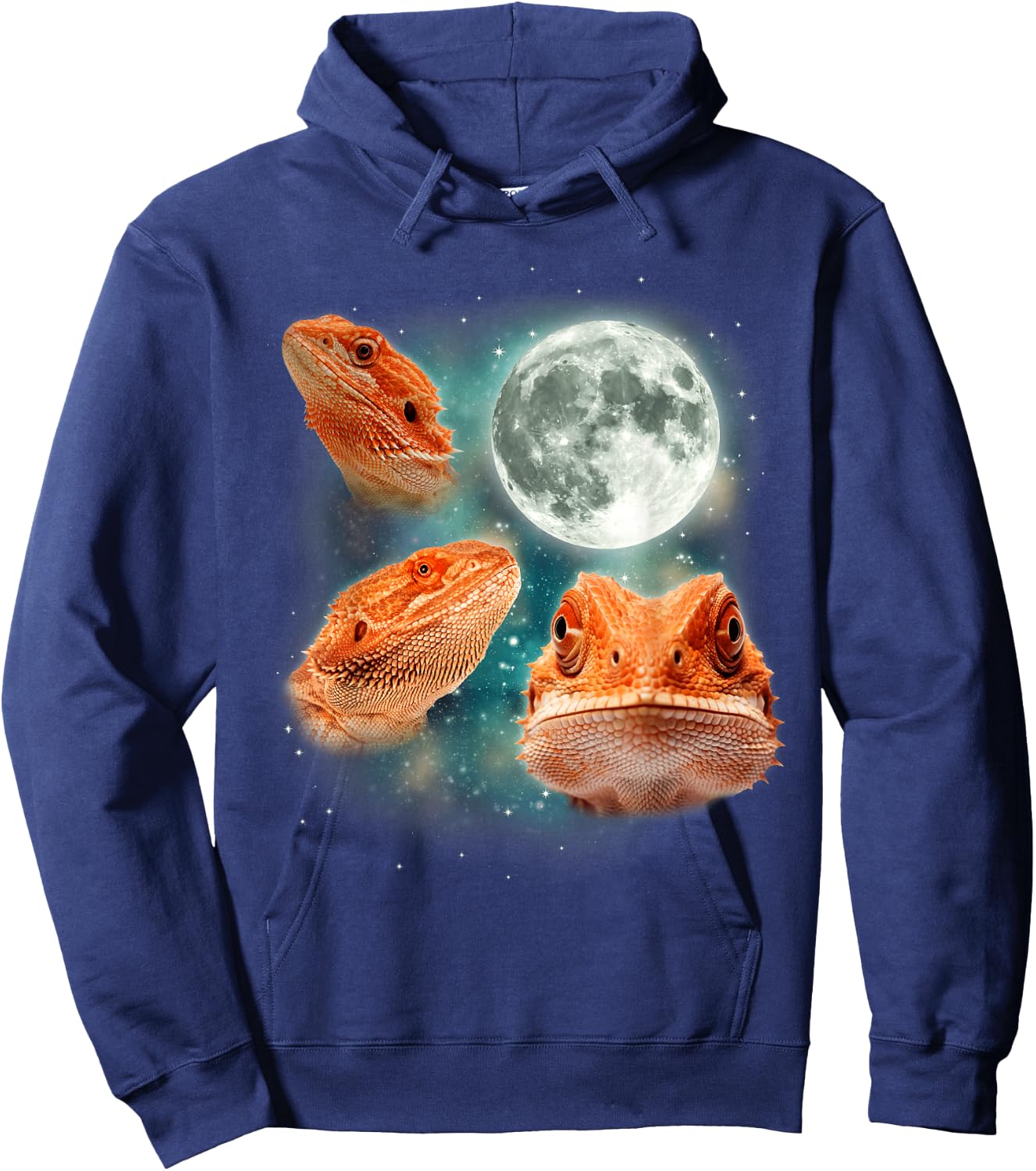 Three Bearded Dragons 3 Moon Reptile Exotic Lizard Parody Hoodie - Hoodie | Navy