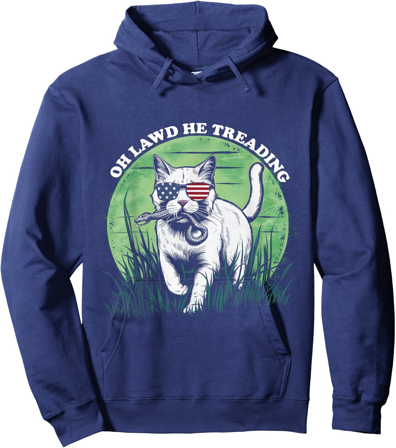 Oh Lawd He Treading Cat Childless Cat Lady For Kamala Hoodie - Hoodie | Navy