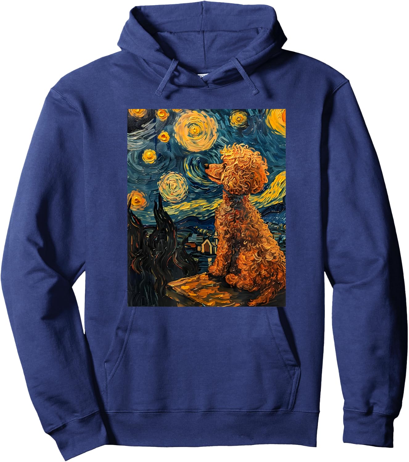 Cute Van Gogh Poodle Dog Starry Night Funny Women & Men Hoodie - Hoodie | Navy