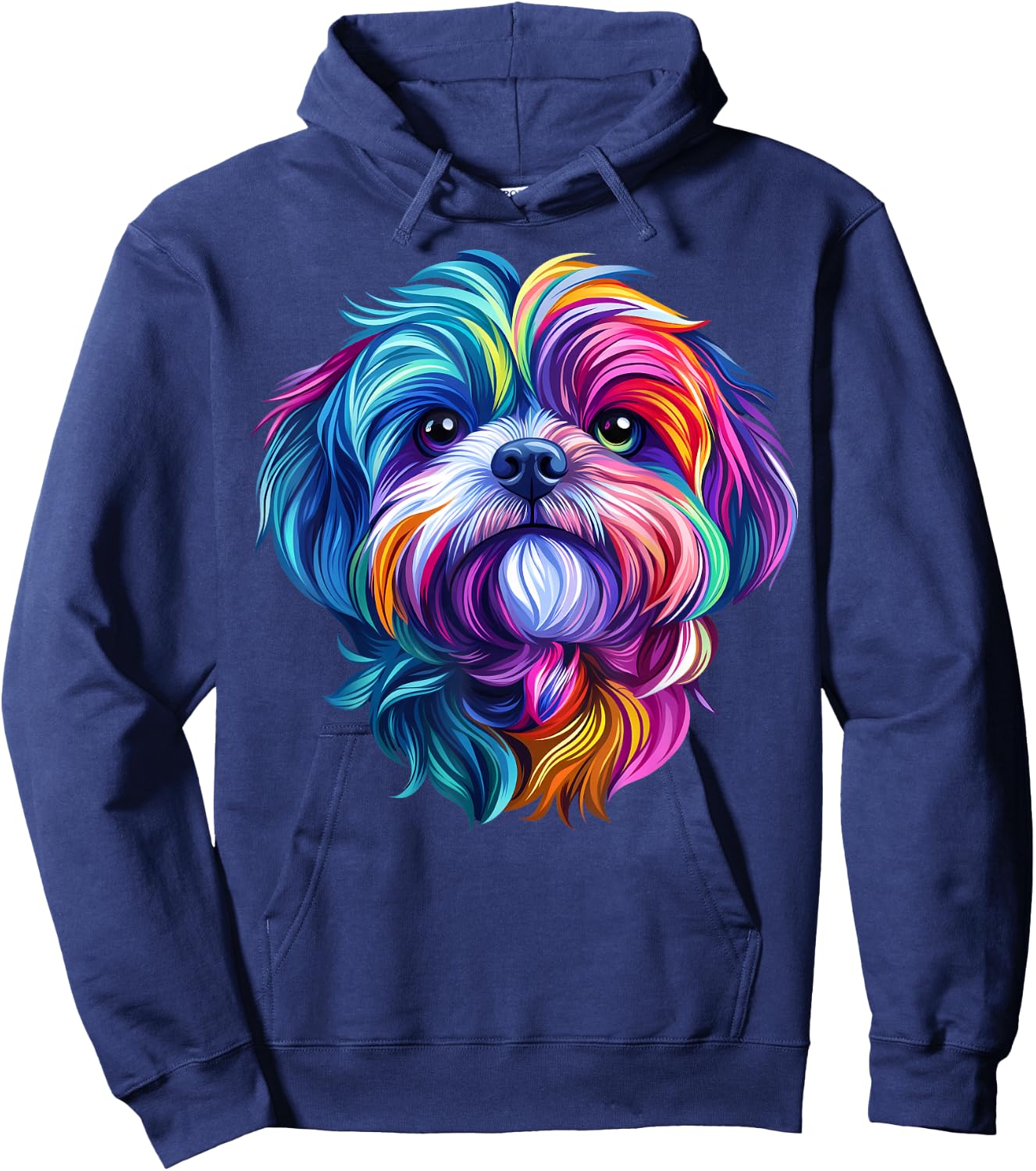 Colorful Shih Tzu Face Cute Puppy Dog Lover Men Women Black Hoodie - Hoodie | Navy