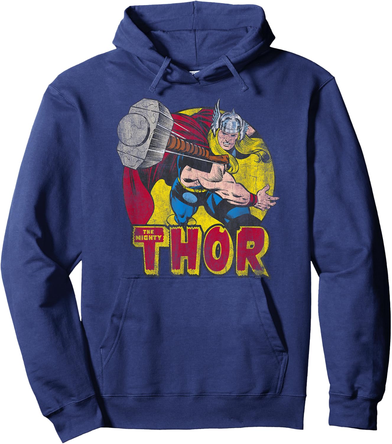 Marvel Avengers Vintage Comic Thor Mighty Hammer Throw Hoodie - Hoodie | Navy