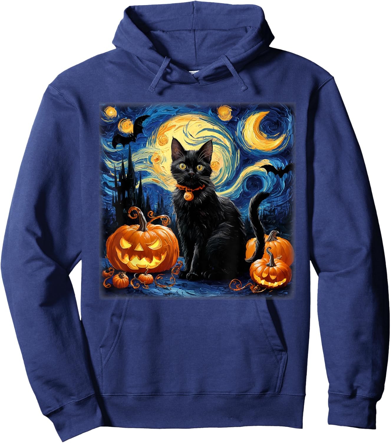 Fun Halloween Cat Lovers Van Gough Halloween Costume Hoodie - Hoodie | Navy