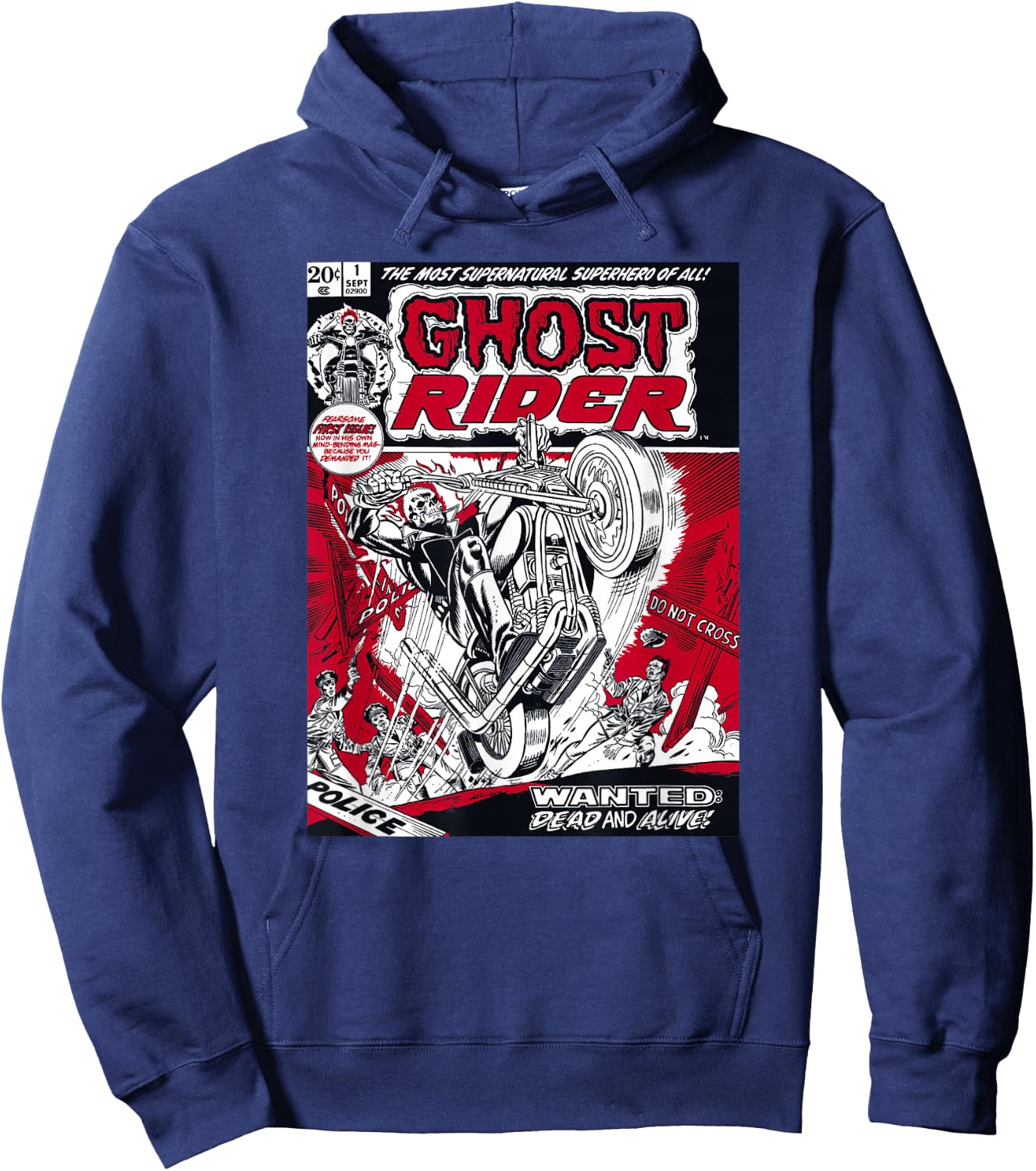 Marvel Ghost Rider Comic Book Cover Print Small Hoodie - Hoodie | Navy