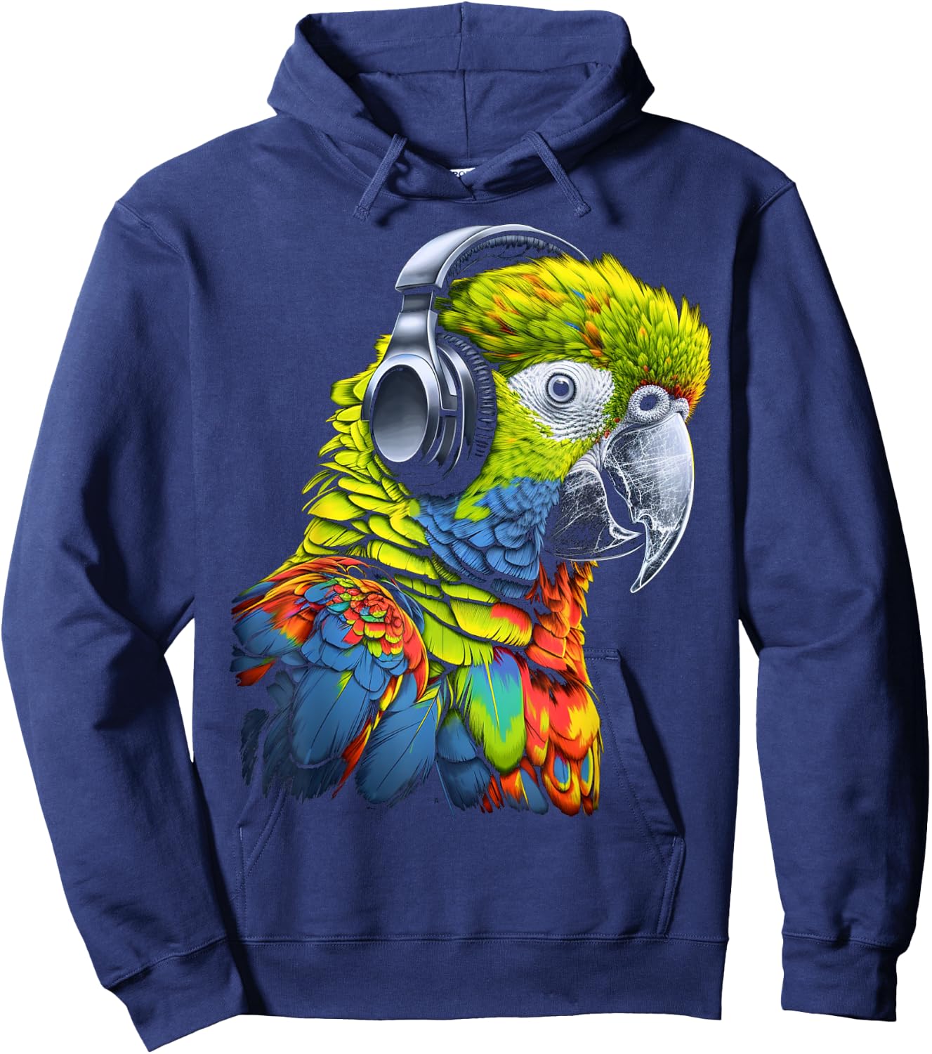 Parrot Music Art Headphones Musicians Animal Bird Parrot Hoodie - Hoodie | Navy