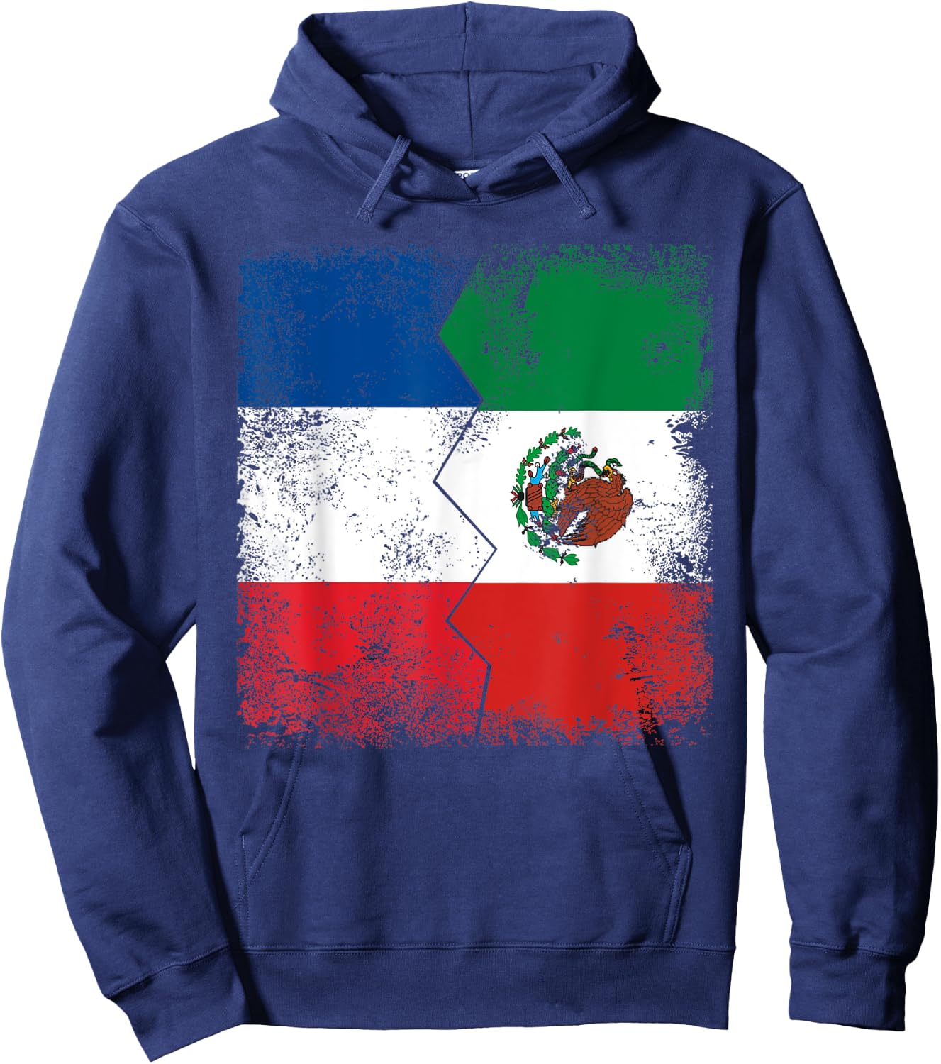 France Mexico Flags | Half Mexican French Roots Vintage Hoodie - Hoodie | Navy