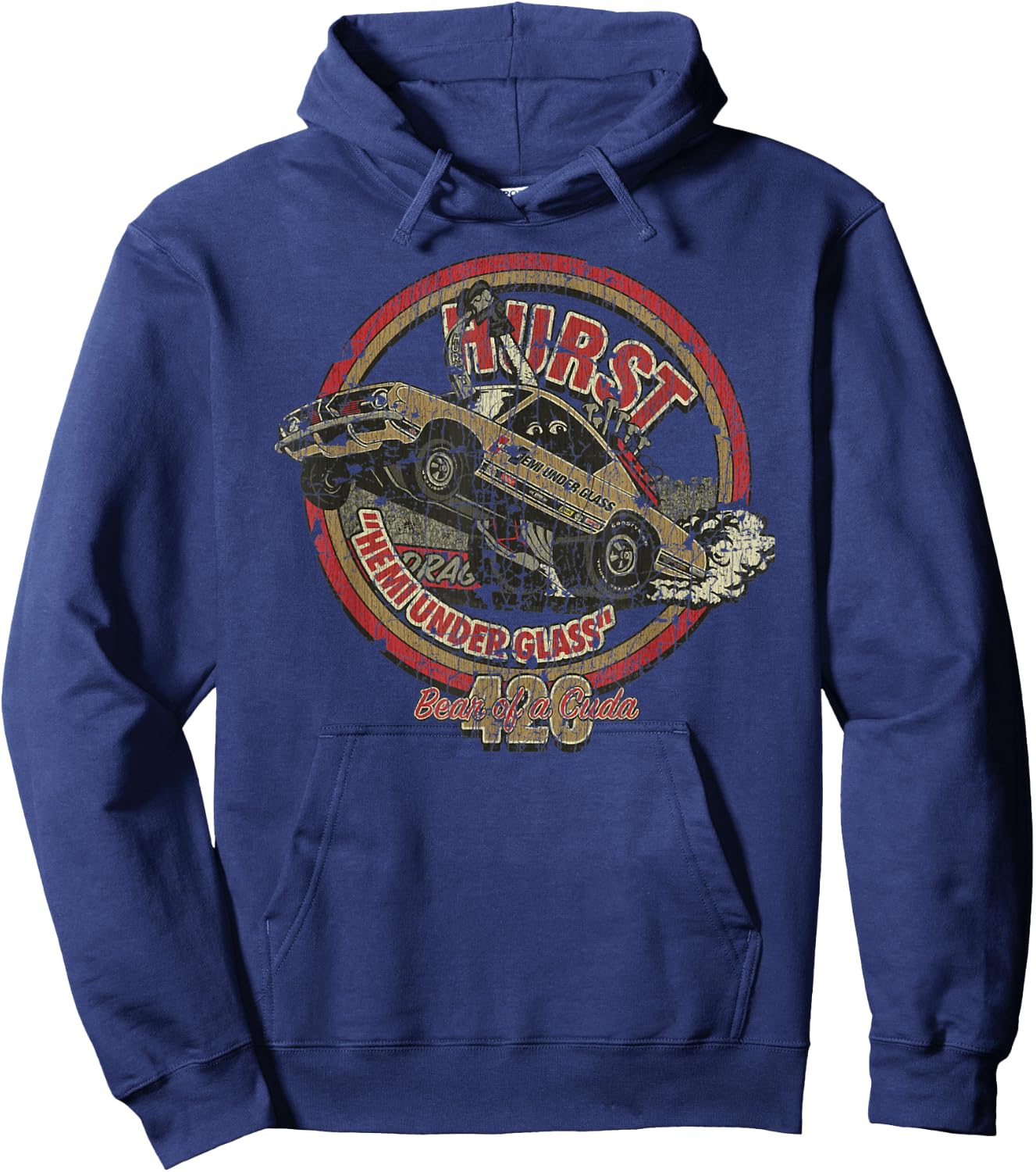 426 Hemi 'Bear of a Cuda' Barracuda , Small, Black Hoodie - Hoodie | Navy