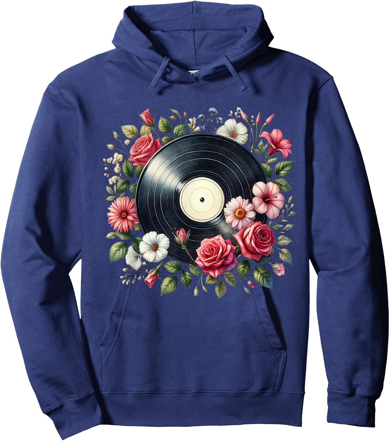 Vinyl Record Flower Men Disc Jockey Vinyl Lover Hoodie - Hoodie | Navy