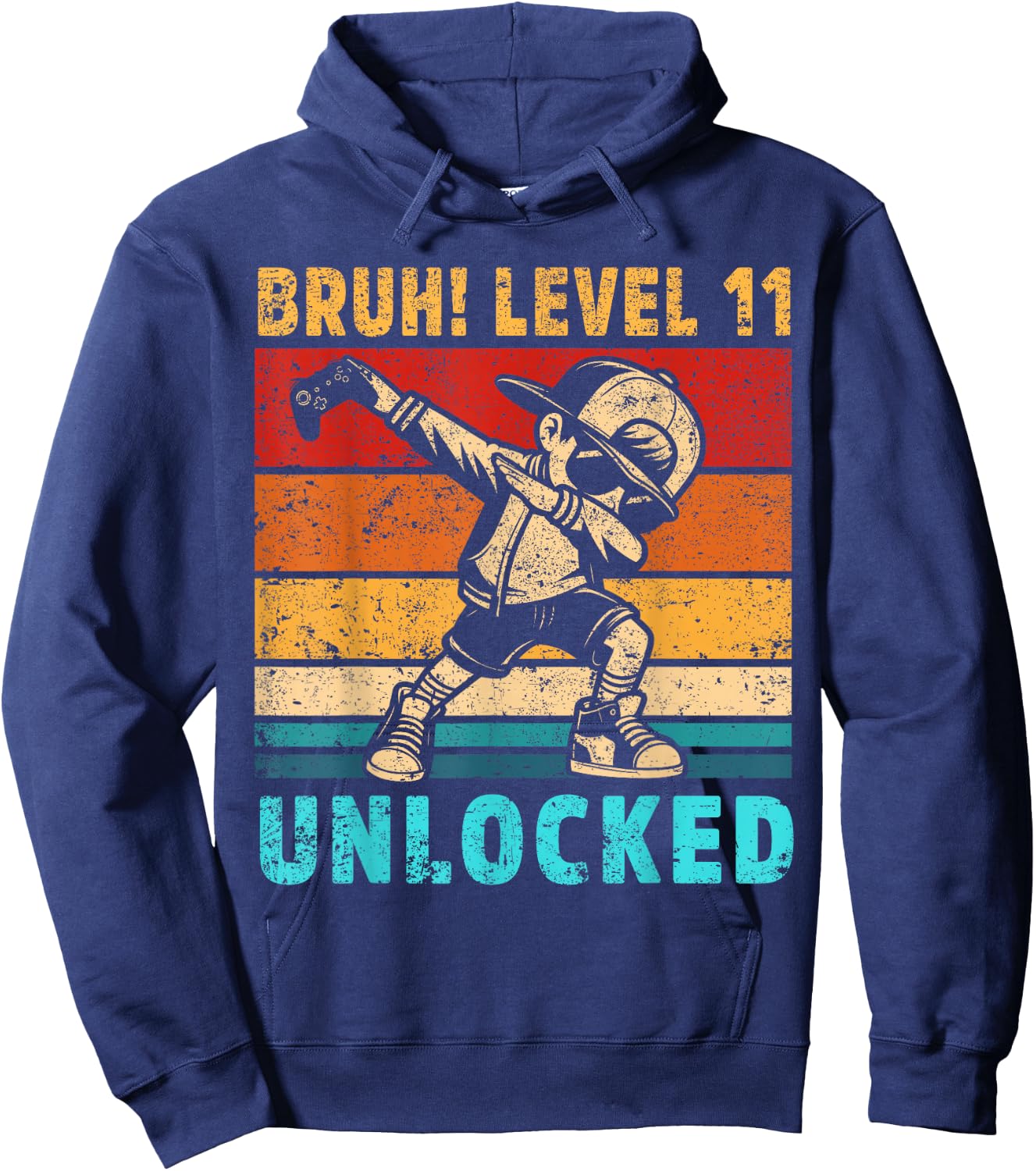 11 Year Old Birthday Dabbing Boy Bruh 11th Level Unlocked Hoodie - Hoodie | Navy
