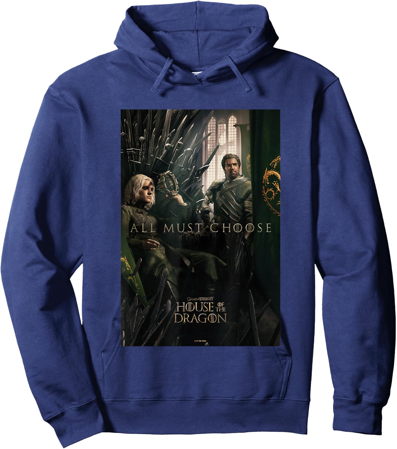 House of the Dragon All Must Choose Aegon And Criston Retro Hoodie - Hoodie | Navy