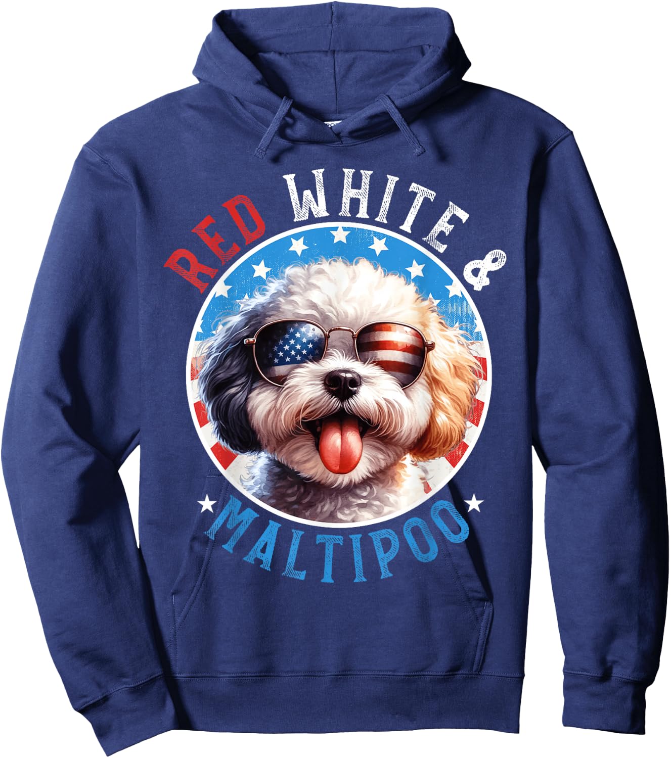 Maltipoo Dog 4th of July Red White and Maltipoo Lovers Men Women Kids Hoodie - Hoodie | Navy