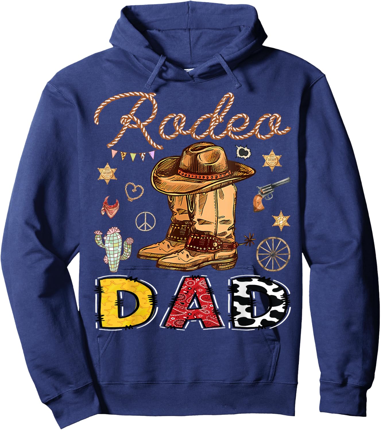 Rodeo Dad Western Birthday Cowboy Matching Family Hoodie - Hoodie | Navy