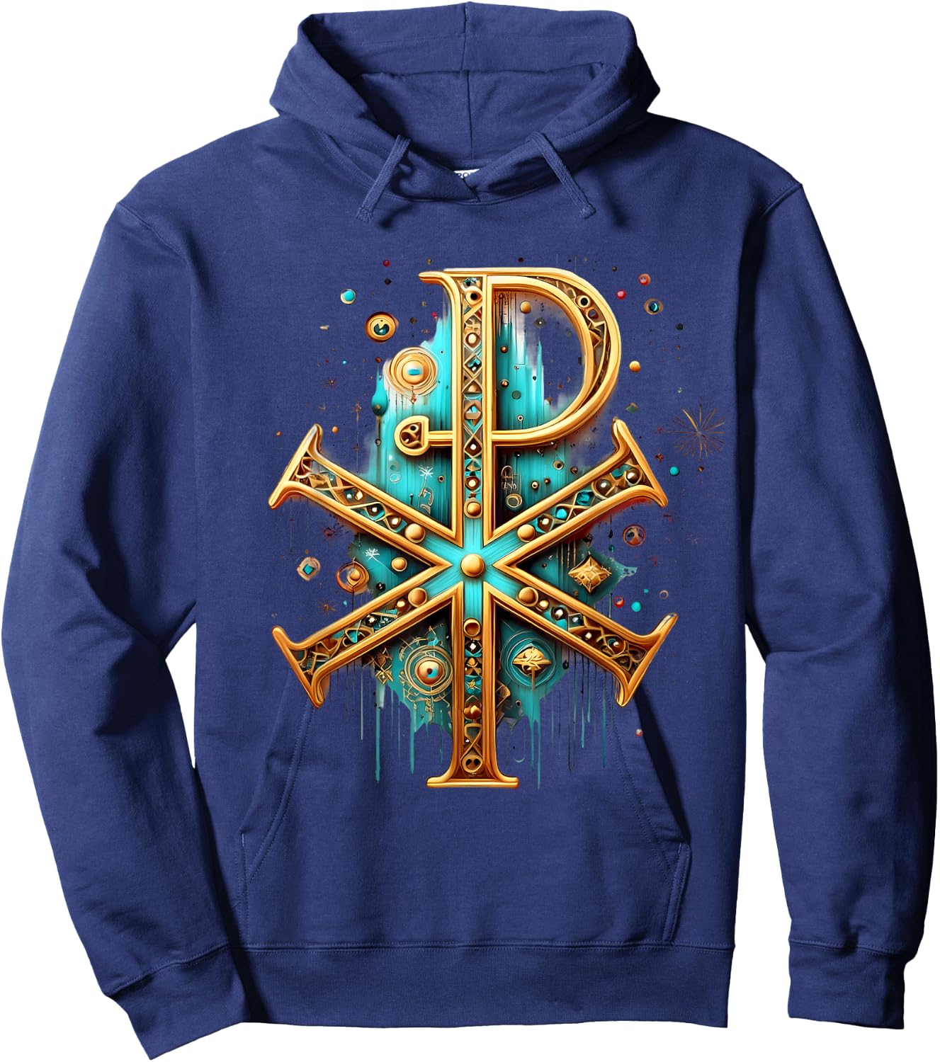 Chi Rho Jesus Christ Christian Catholic Ancient Monogram Hoodie - Hoodie | Navy