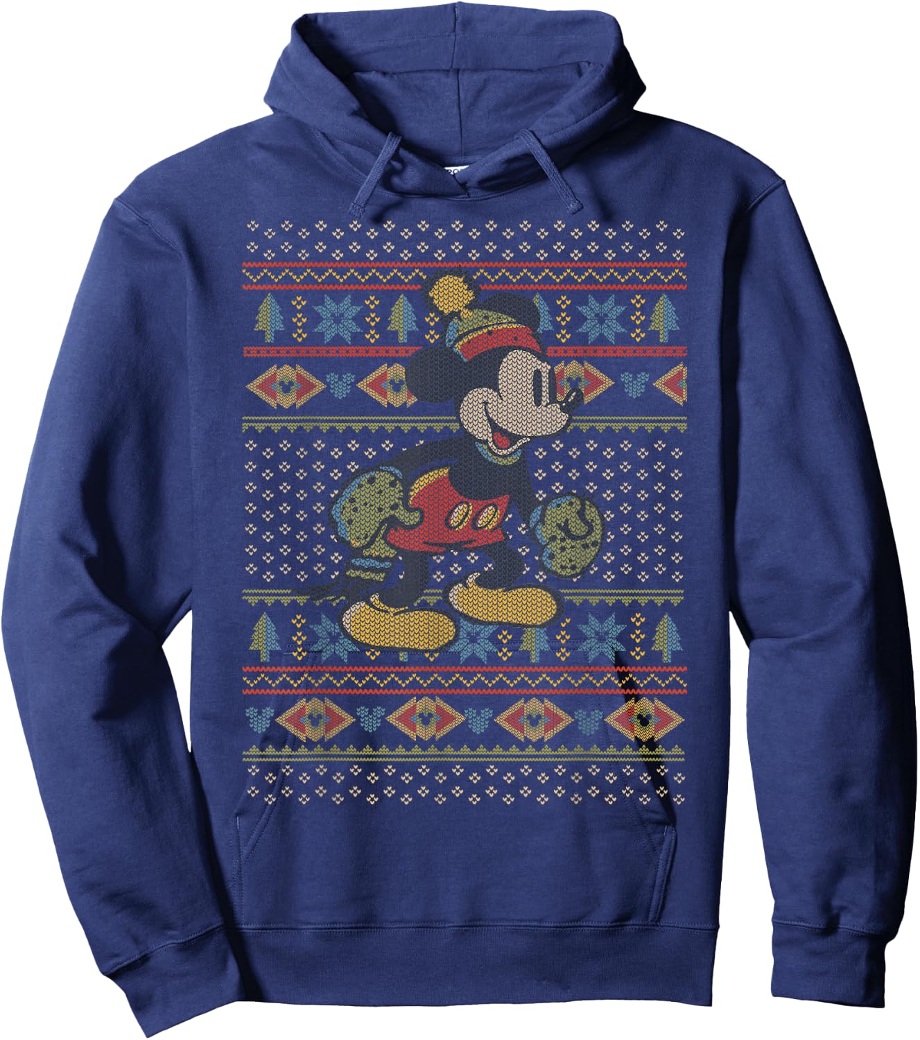 Disney Mickey Mouse Christmas Sweater Style Hoodie - Hoodie | Navy