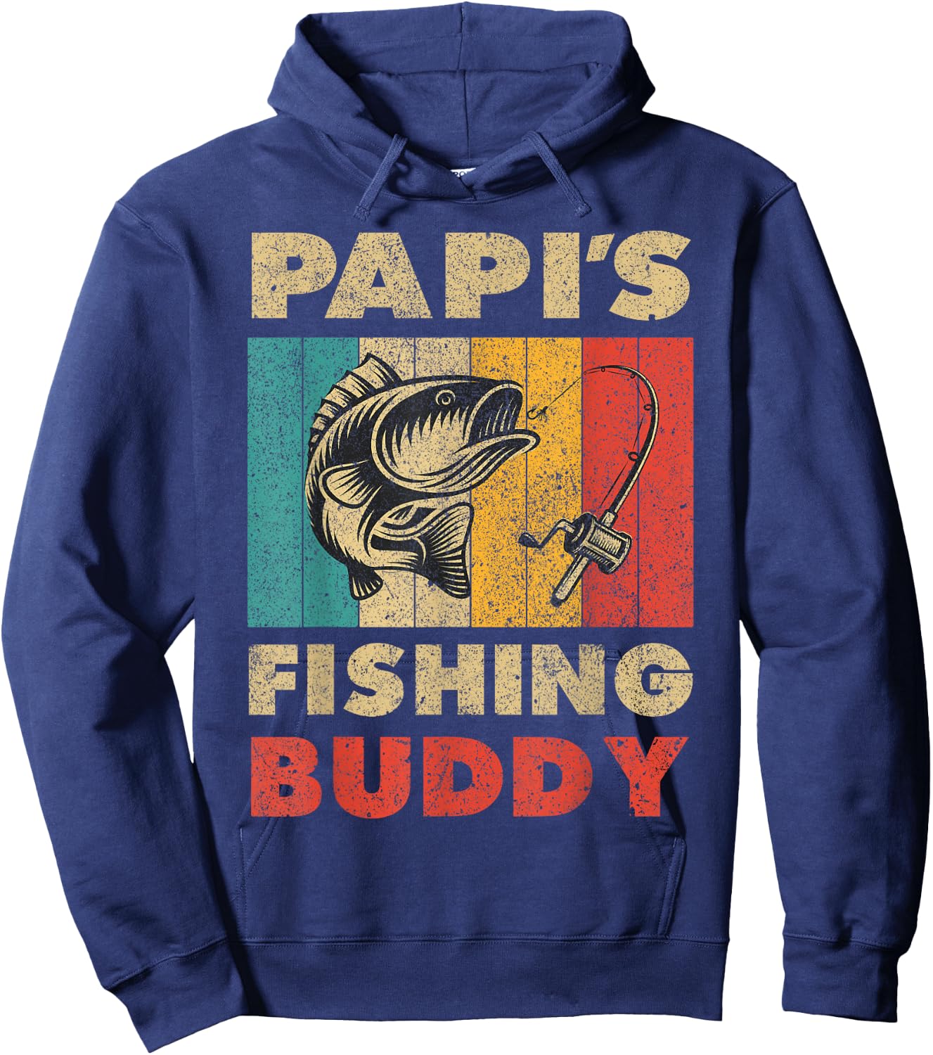 Funny Fishing Papi's Fishing Buddy Vintage Fishing Hoodie - Hoodie | Navy