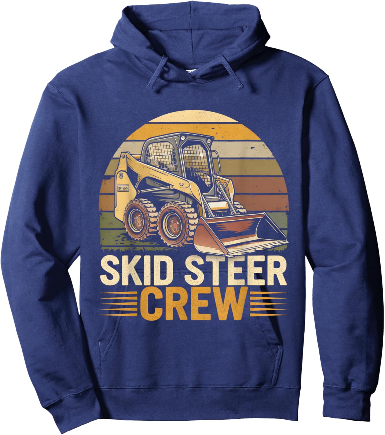 Retro Skid Steer Crew Vintage Heavy Equipment Operator Hoodie - Hoodie | Navy