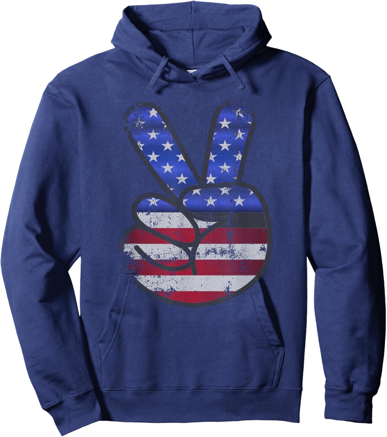 American Flag Shirt USA Vintage Peace Sign 4th of July Gift Hoodie - Hoodie | Navy