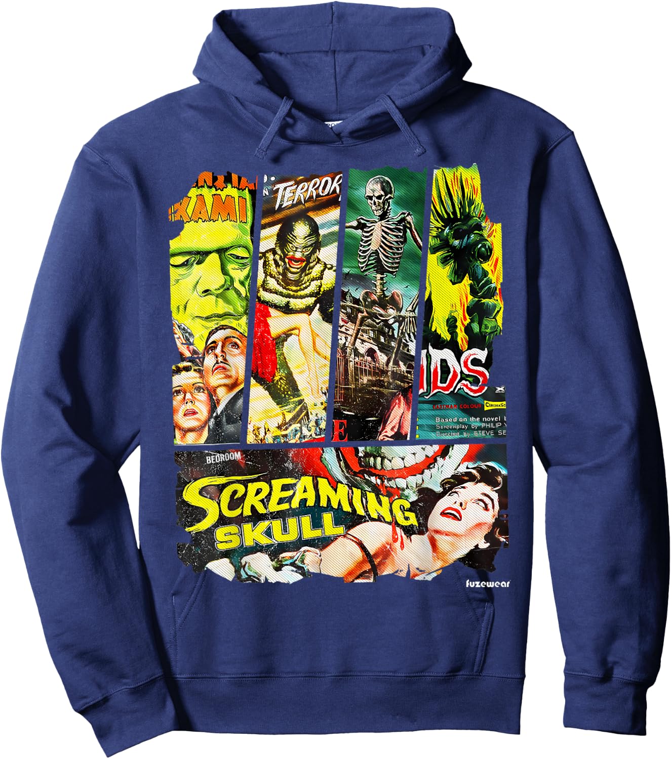 Vintage Style Sci Fi Horror Movie Poster Collage Hoodie - Hoodie | Navy