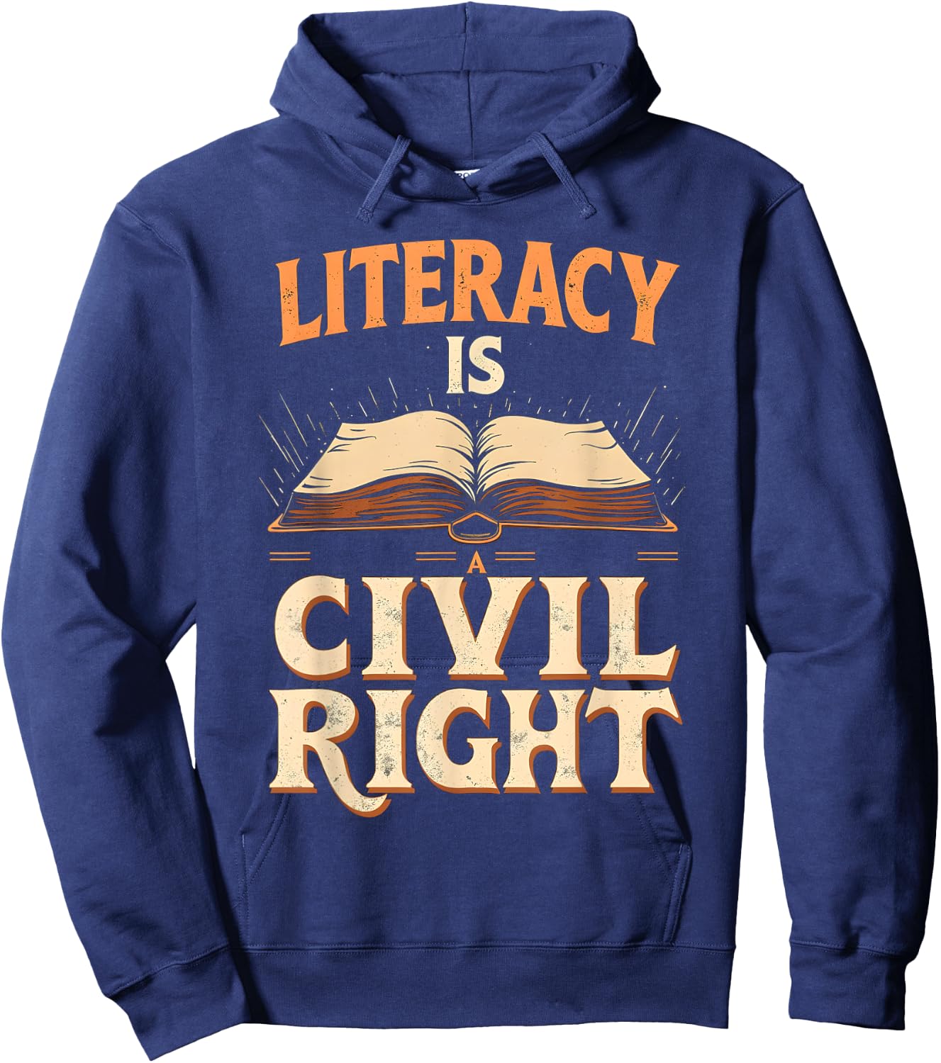 Vintage Retro Literacy Is A Civil Right Funny Teacher Hoodie - Hoodie | Navy