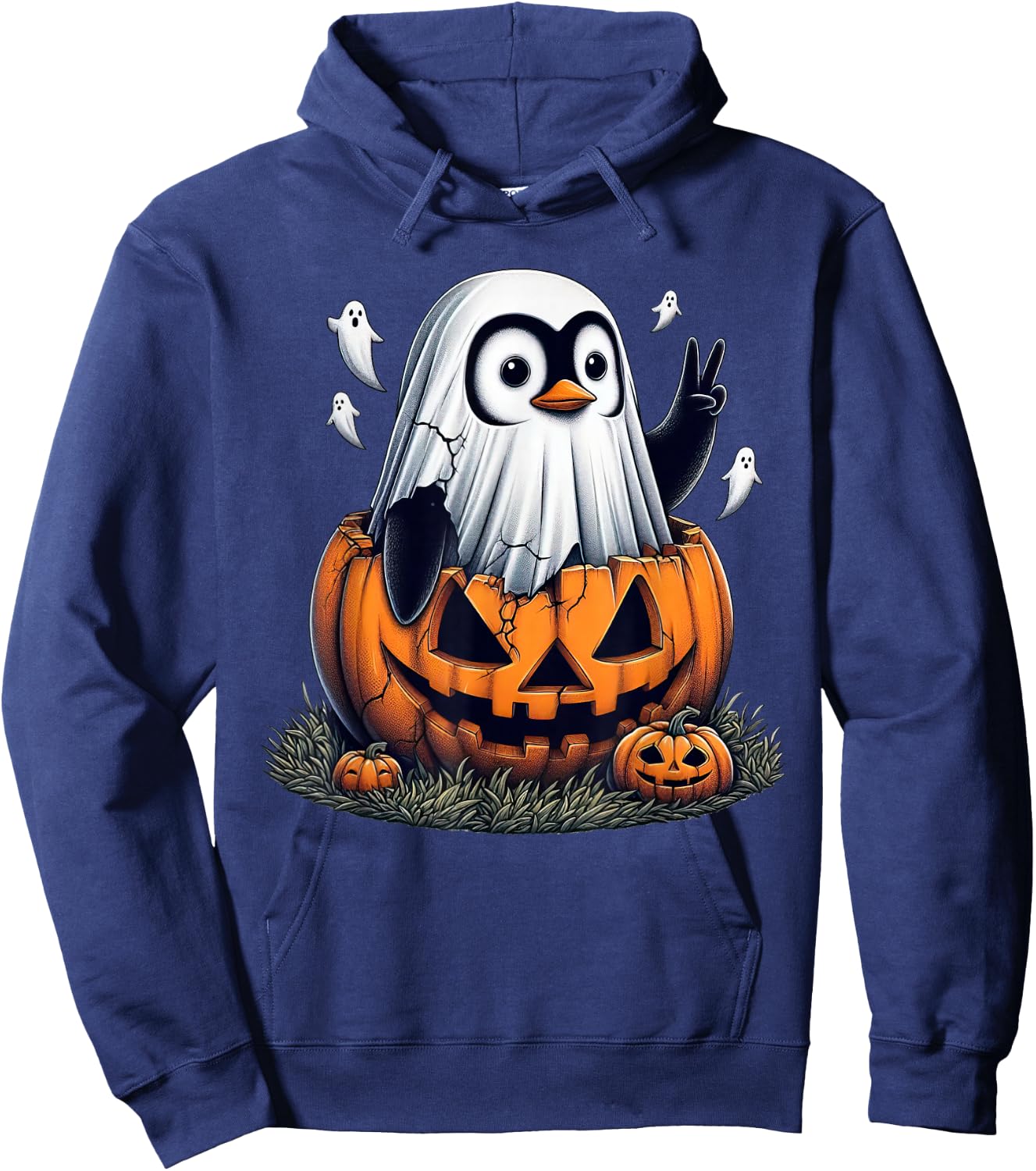 Funny Penguin Boo Halloween Ghost Kids Hoodie - Hoodie | Navy