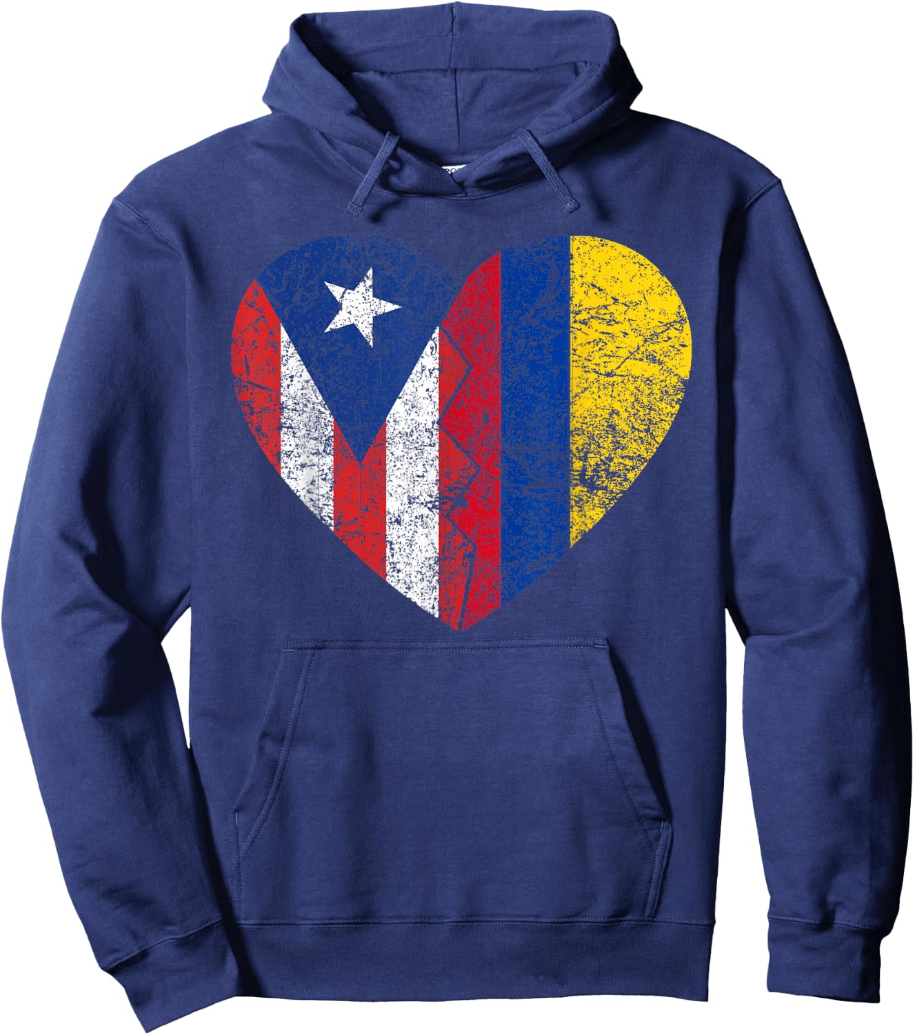 Colombian Puerto Rican Flags Heart | Puerto Rico Colombia Hoodie - Hoodie | Navy