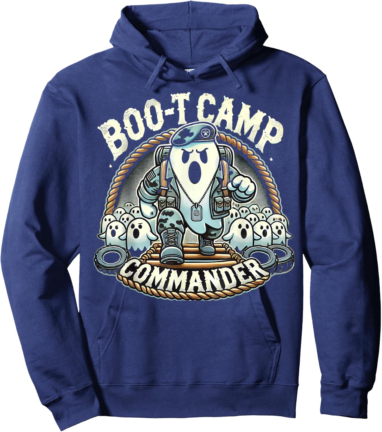 Boo-T Camp Commander Ghost Halloween Bootcamp Hoodie - Hoodie | Navy